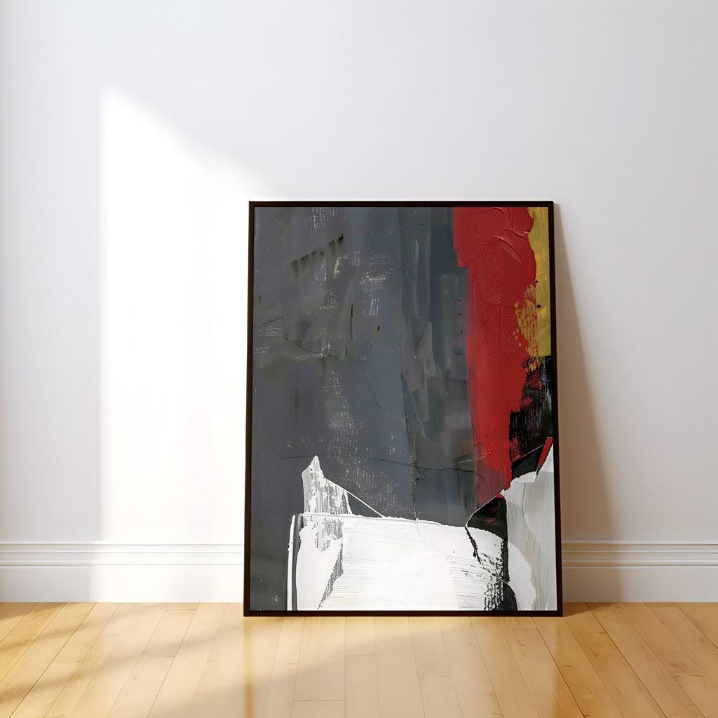 The Labyrinth: Red, Black & White Abstract Expressionist Art | Dynamic & Modern Wall Decor