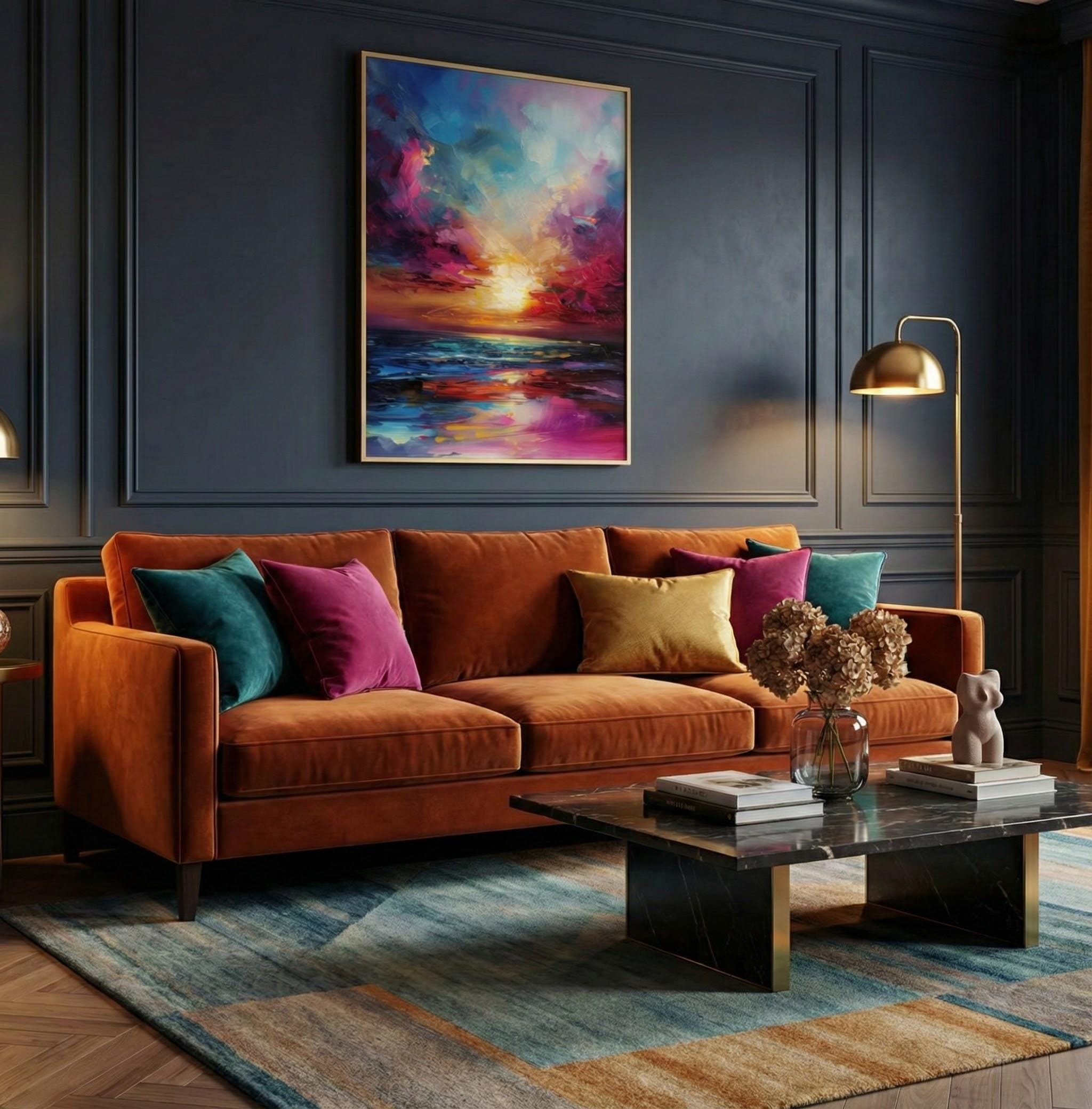 Nature-Inspired Canvas Wall Art, Sunset Colors (Ready to Hang)
