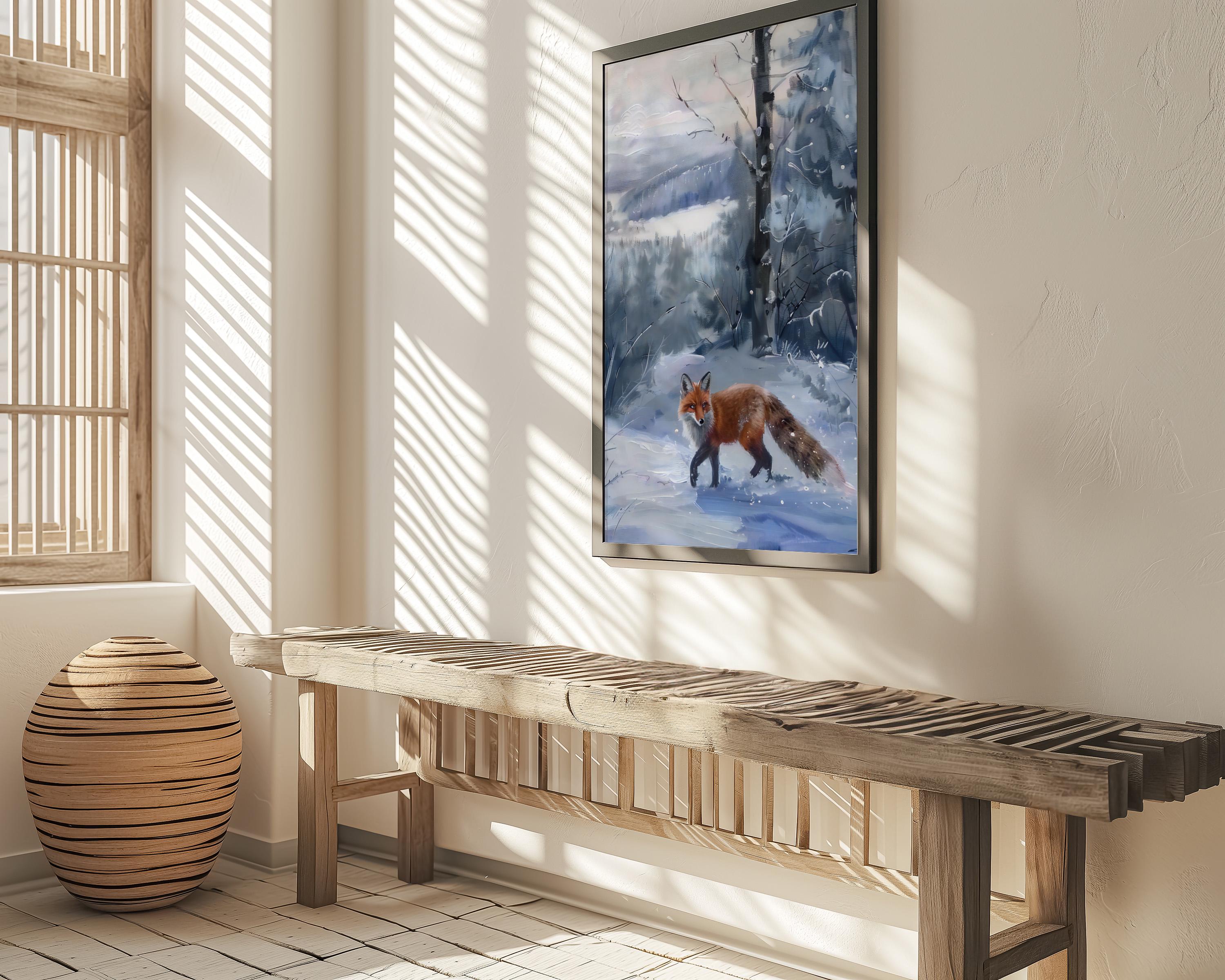 Winter Fox in Snowy Forest: Serene & Enchanting Wildlife Canvas Art | Red Fox Wall Decor