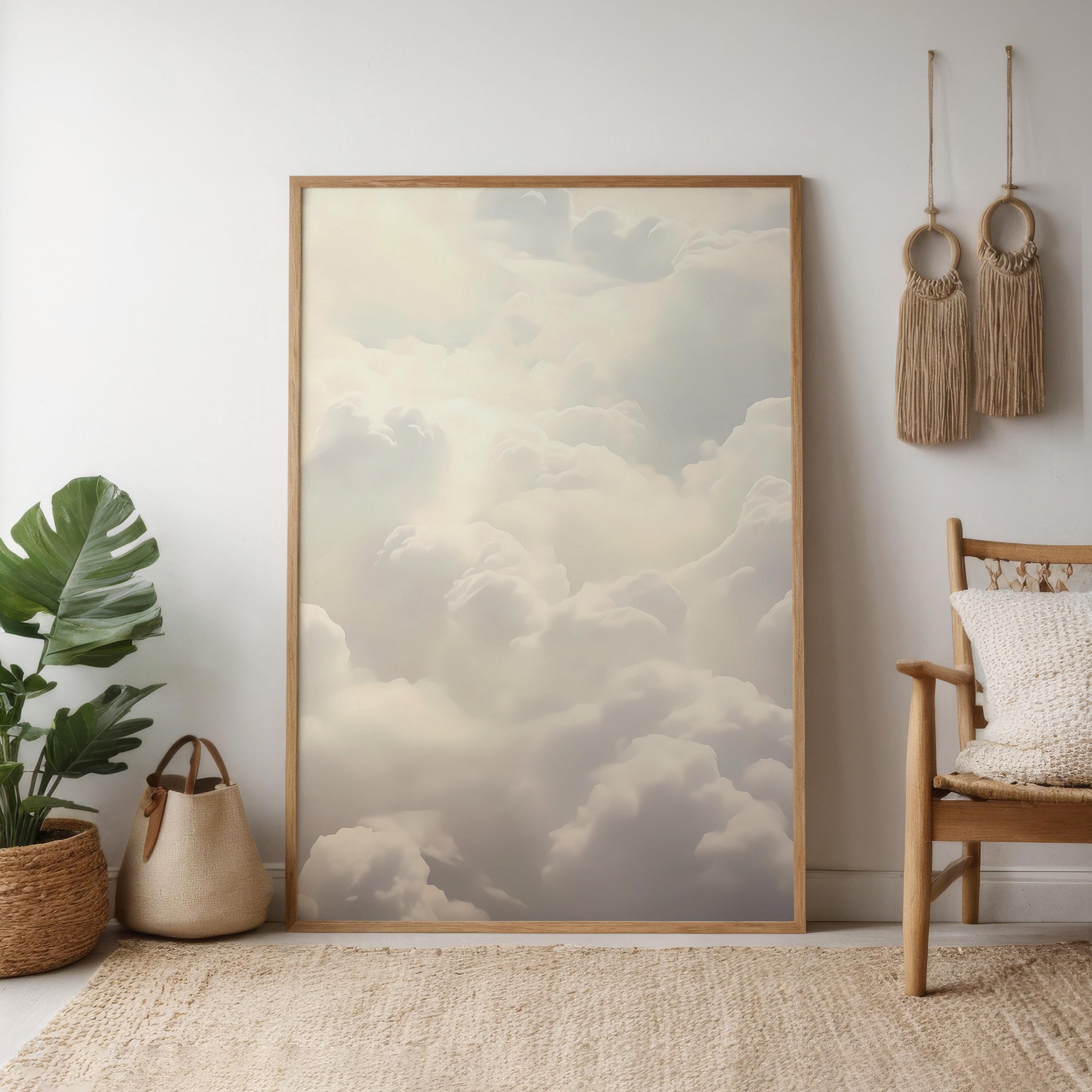 Ethereal Cloudscape: Abstract White Art Print | Serene & Elegant Framed Wall Decor