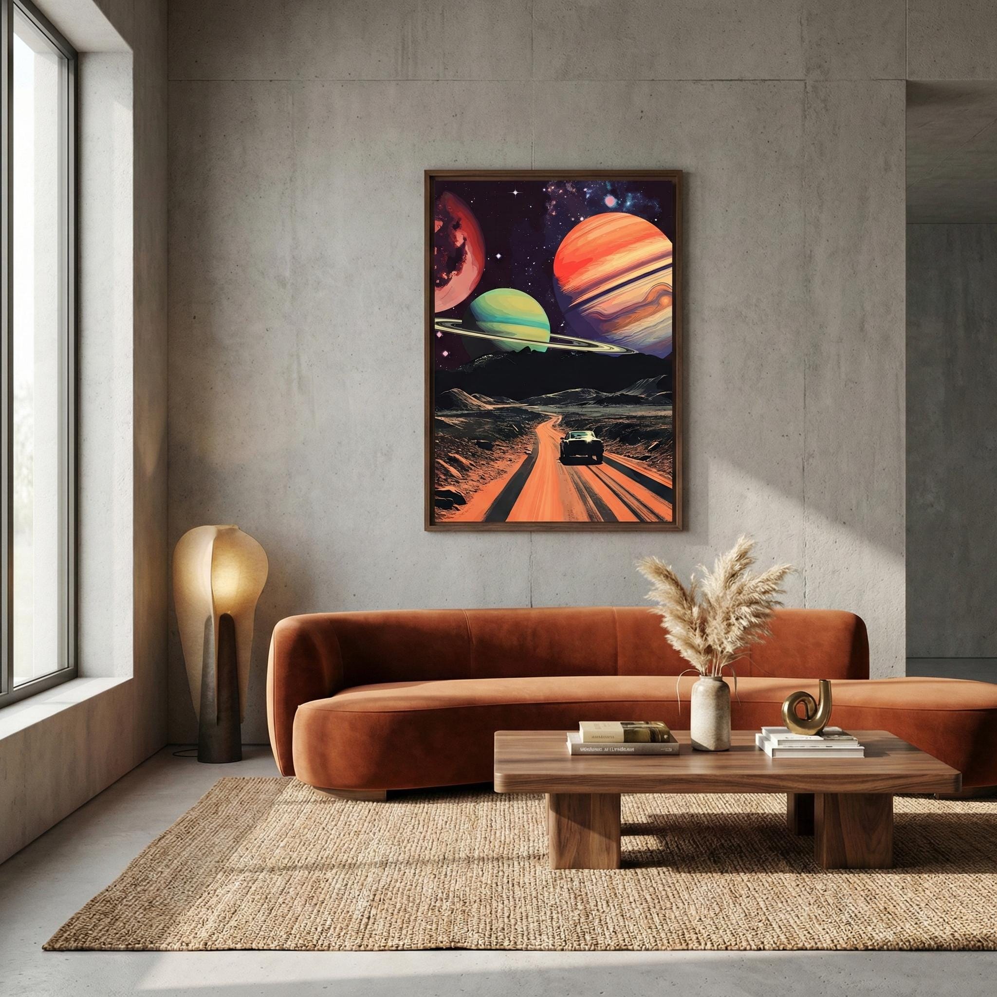 Space Drive Wall Art: Vintage Sci-Fi Collage (Self-Adhesive, Removable)