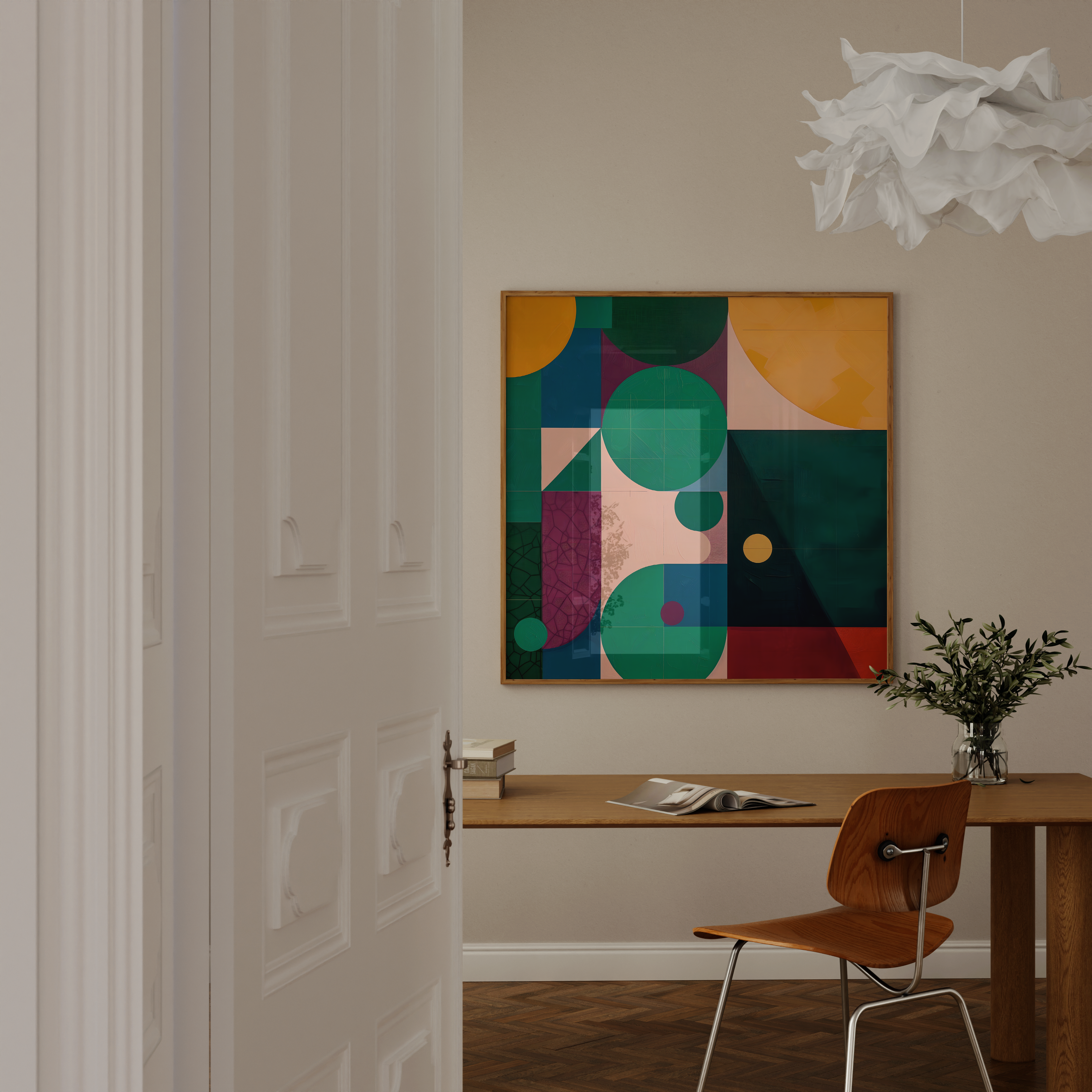 Geometric Harmony: Modern Minimalist Abstract Art | Colorful & Balanced Wall Decor