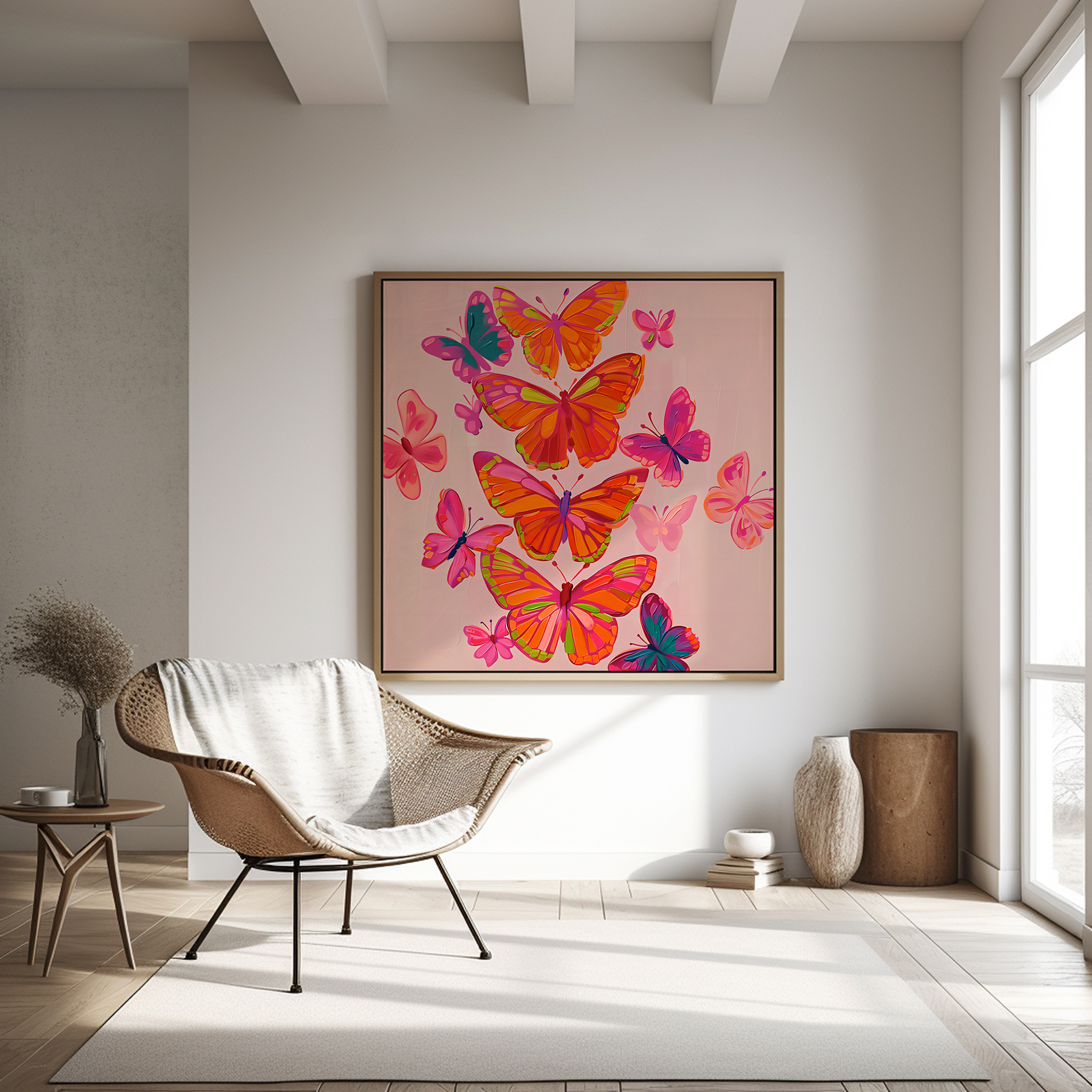 The Social Butterfly: Pink & Orange Maximalist Art | Preppy, Funky & Vibrant Wall Decor