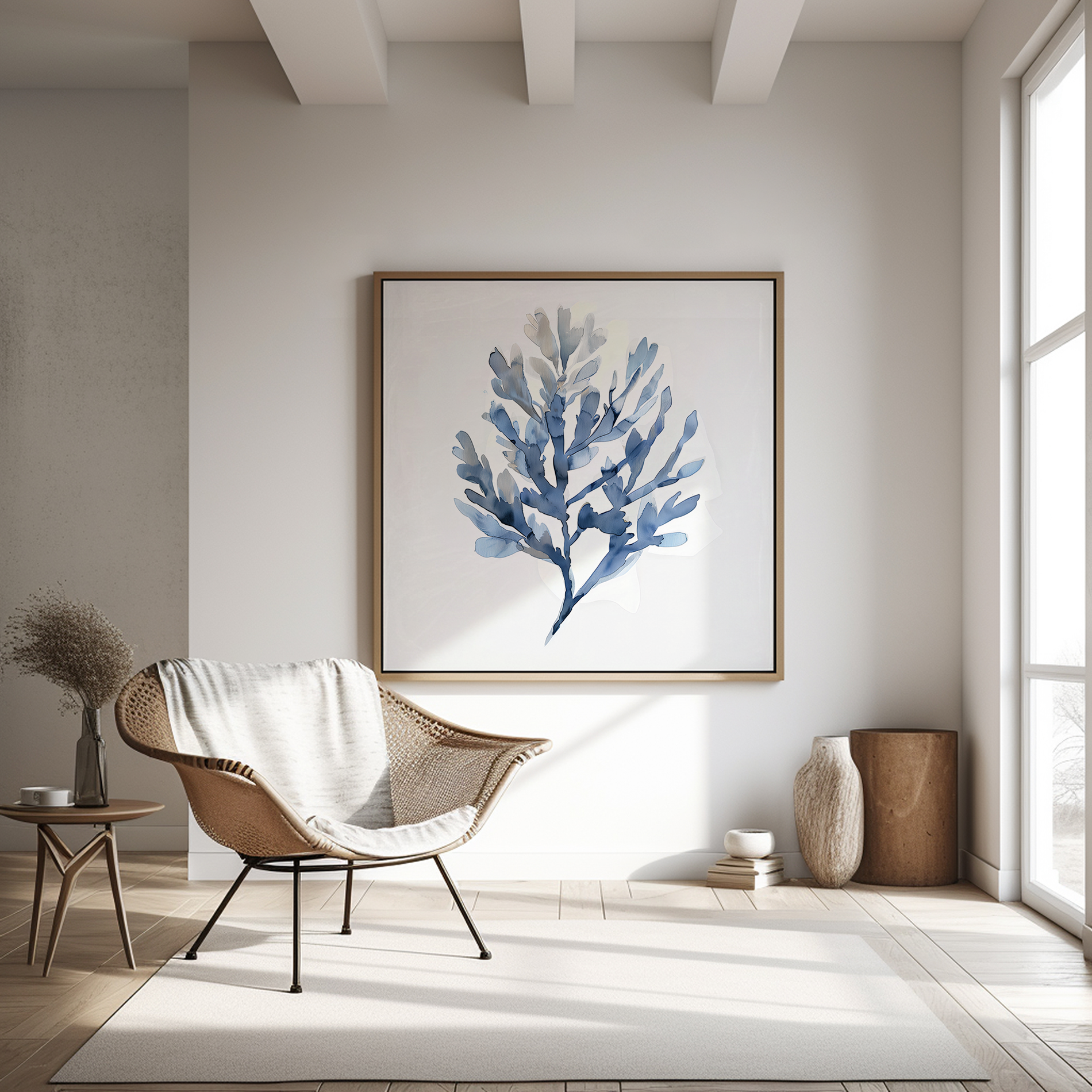 Light Blue Seaweed Watercolor Minimalist Coastal Interactive Wall Art