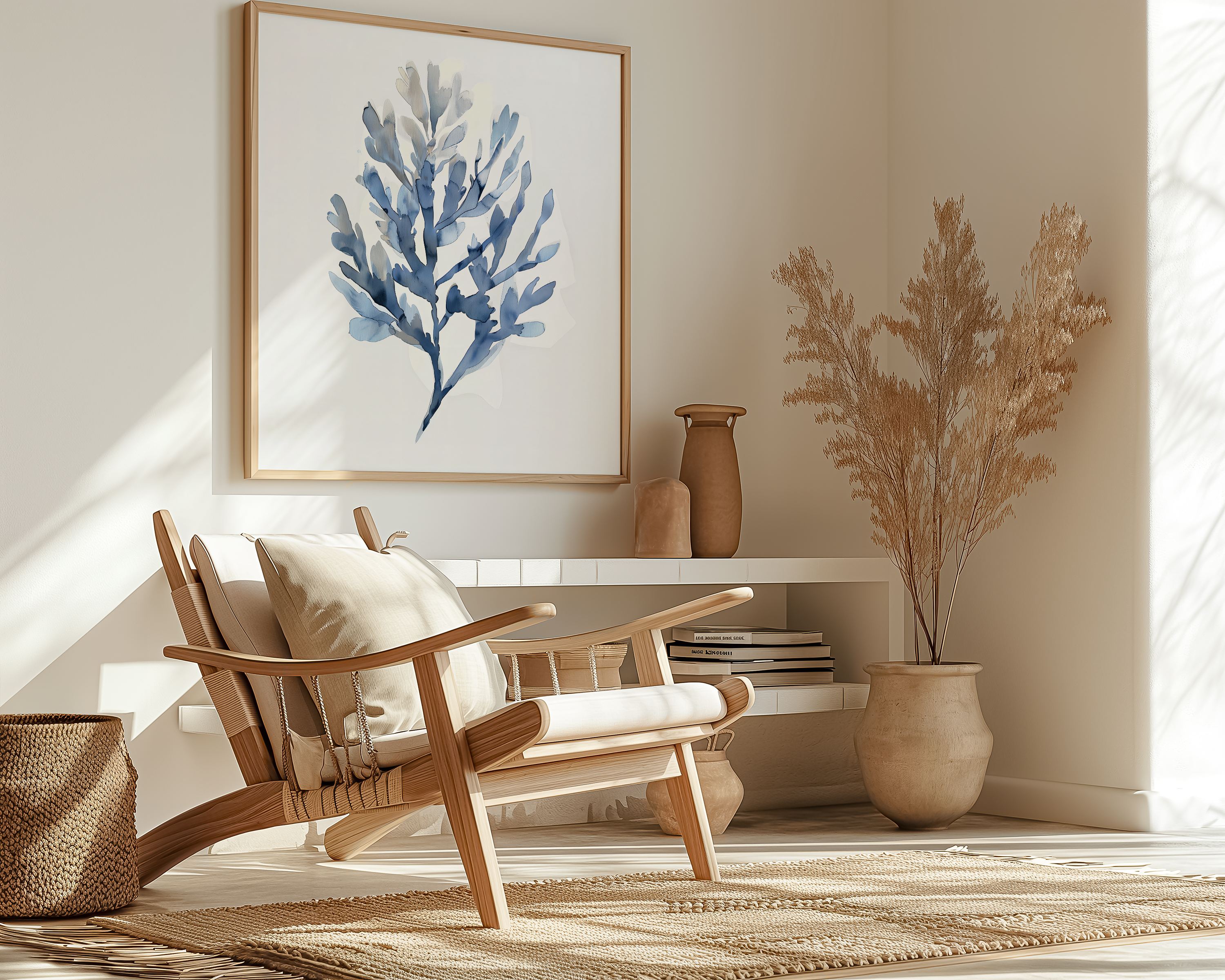 Light Blue Seaweed Watercolor Minimalist Coastal Interactive Wall Art