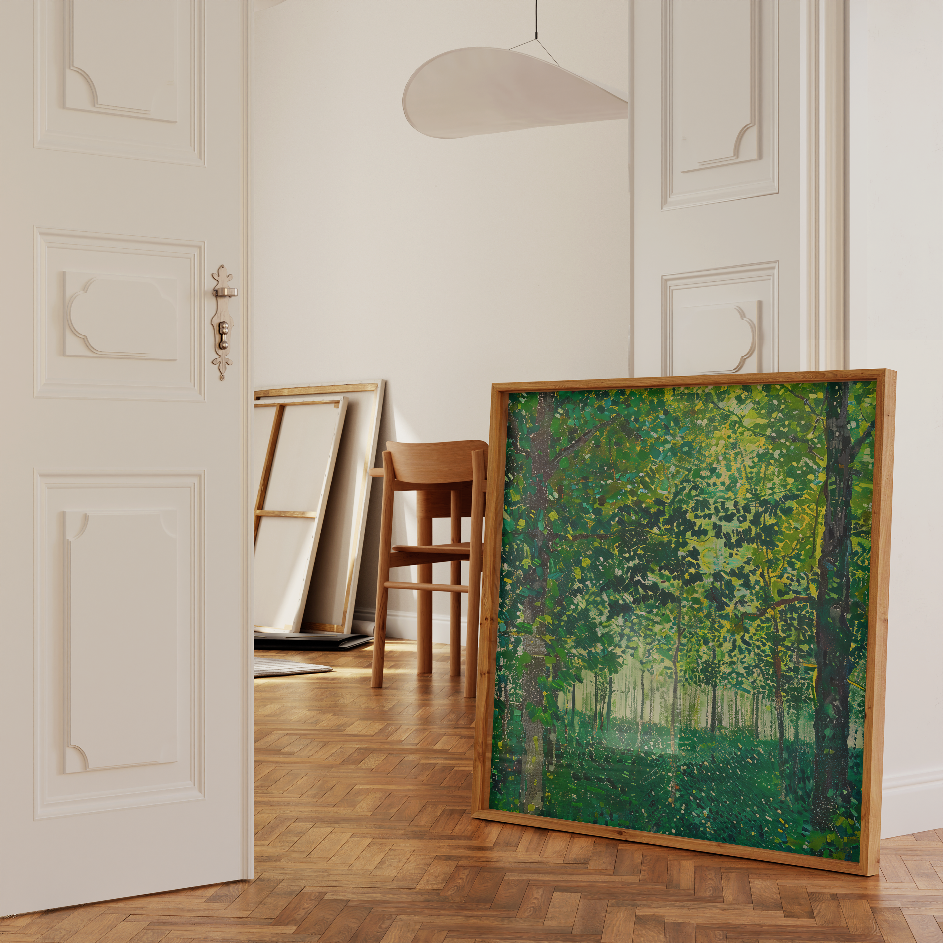 The Sunken Cathedral: Impressionist Forest with Dappled Light | Serene & Lush Green Landscape Art