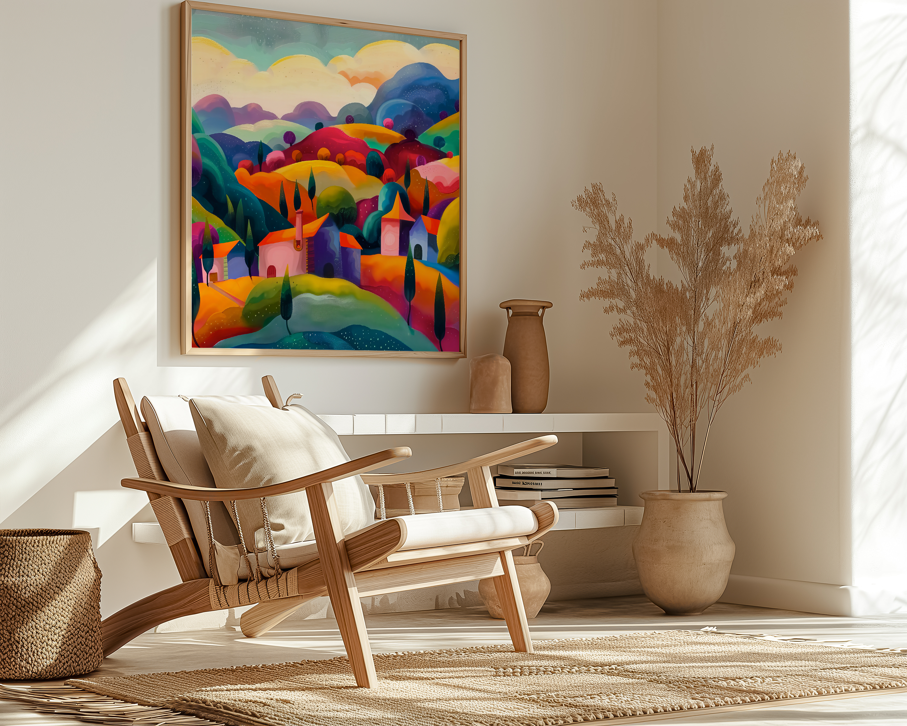 The Storybook Village: Whimsical & Colorful Fantasy Art | Enchanting & Cheerful Wall Decor