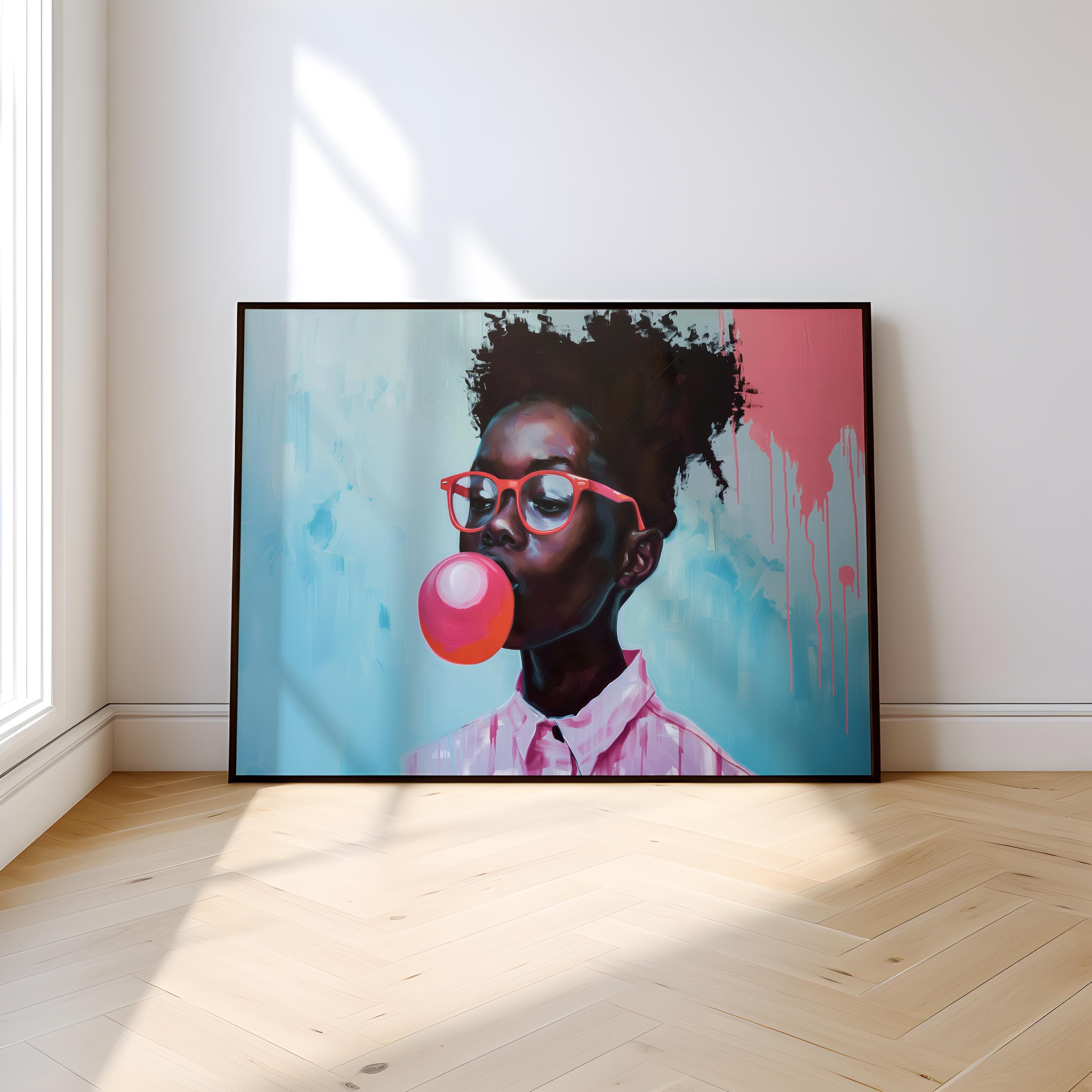 Bubblegum Girl Canvas Art - Trendy Modern Wall Decor