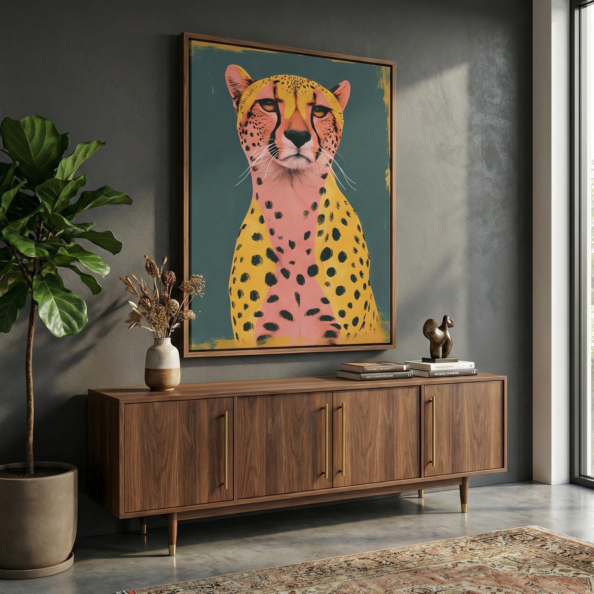 Boho Cheetah Canvas Print, Earthy Wildlife Decor (Multiple Sizes)