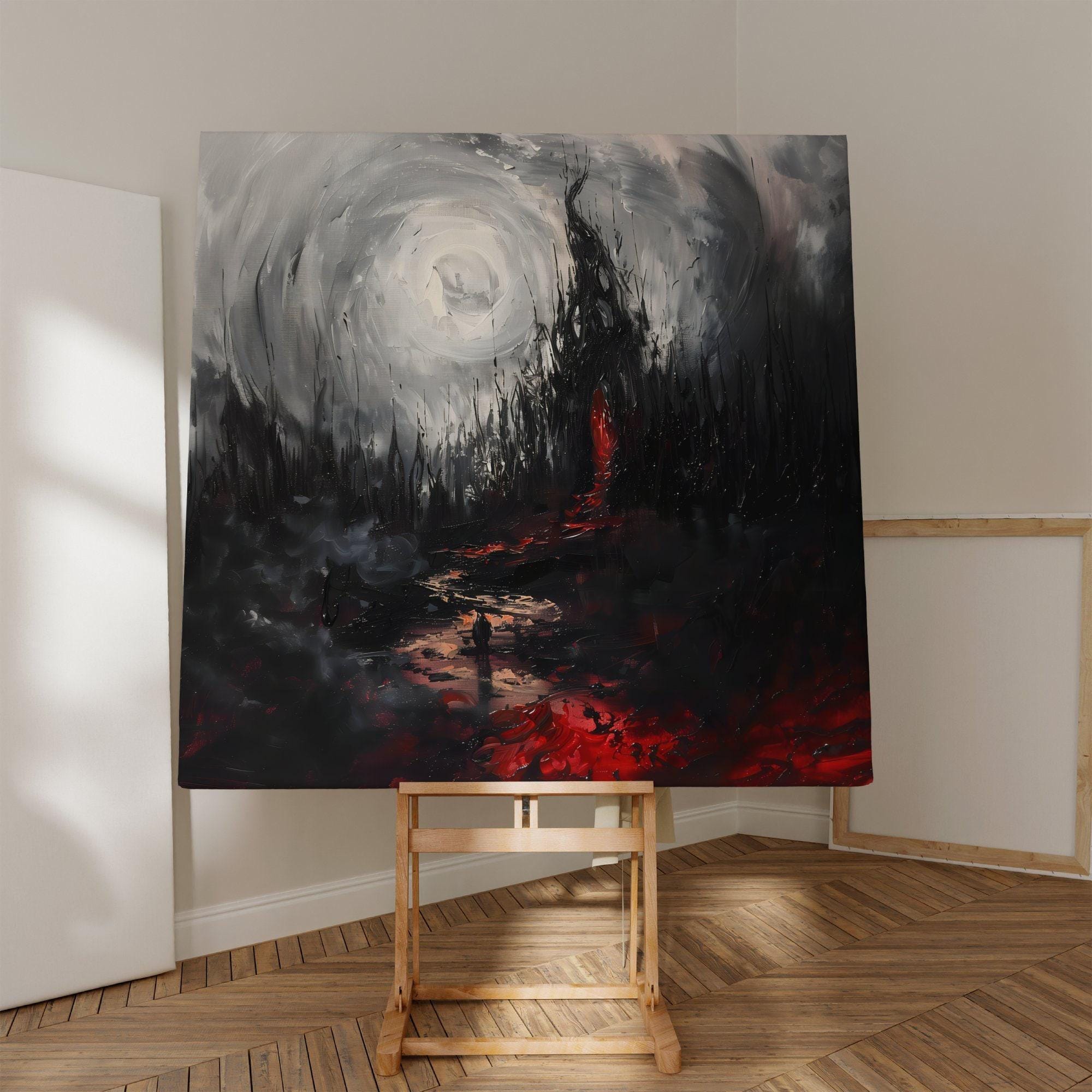 Abstract Charcoal Art: Moody Gothic Wall Decor - Dark & Intense