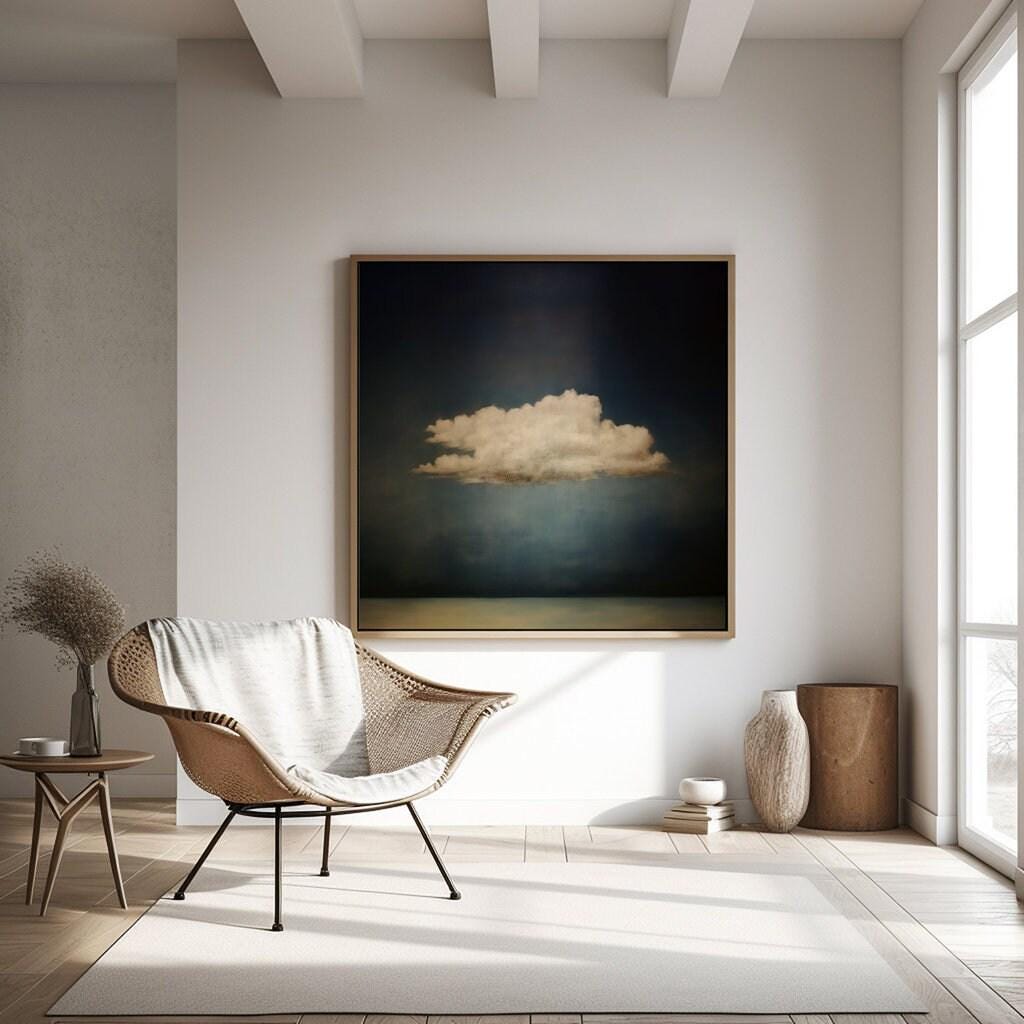 Moody Clouds Wall Art: Vintage Minimalist Print (Muted Palette)