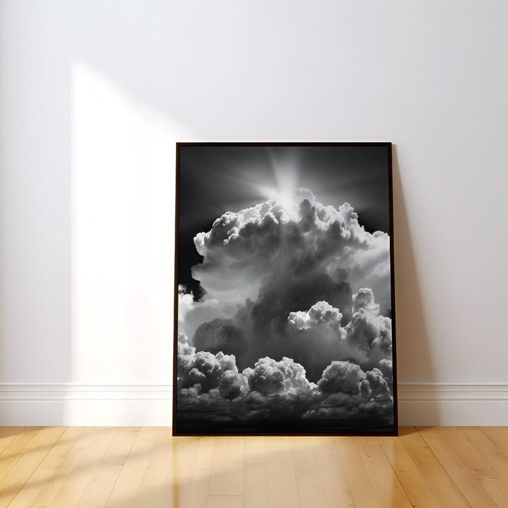 Sublime Sky: Dramatic Black & White Cloudscape Art | Awe-Inspiring Framed Canvas Decor