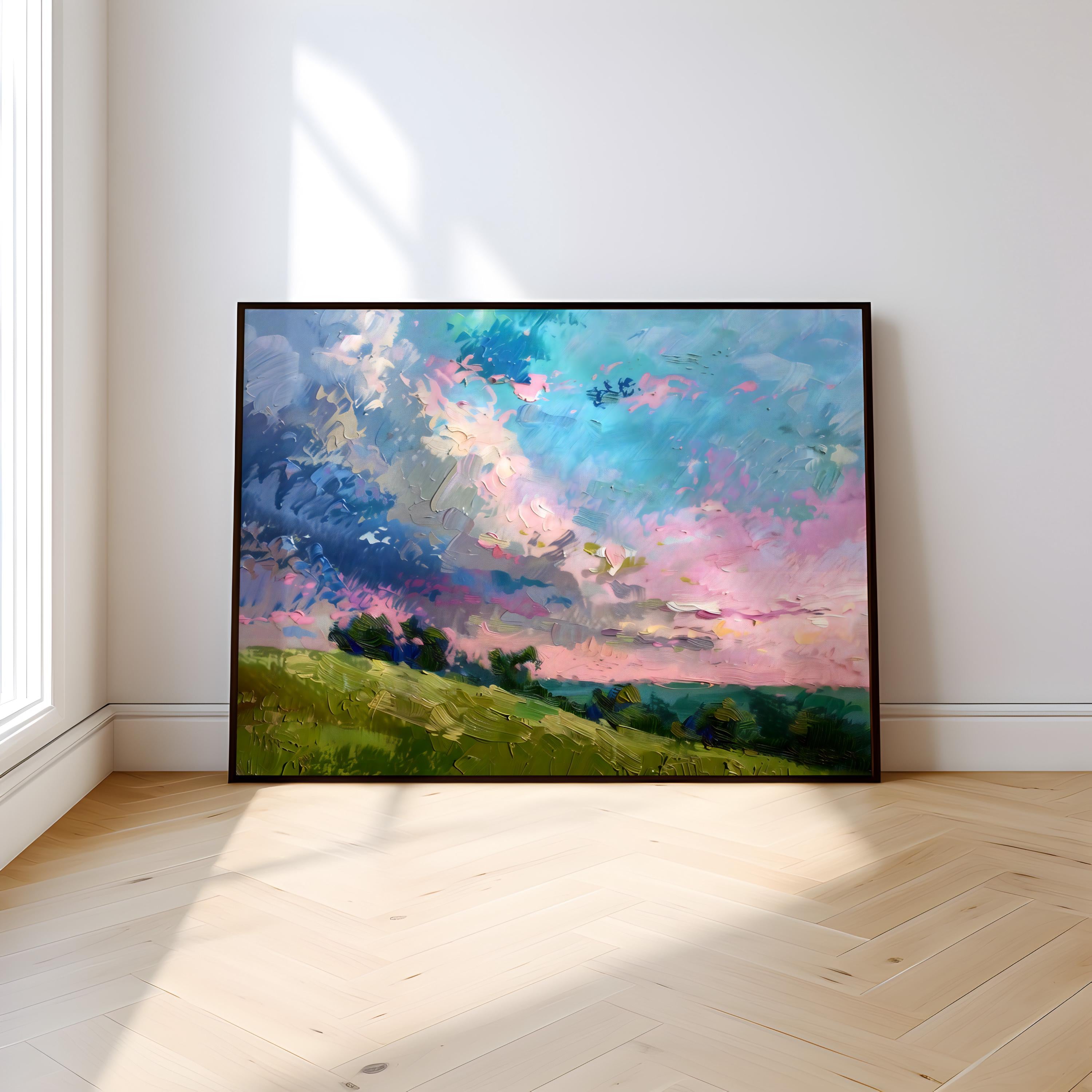Dreamscape Horizon: Vibrant Abstract Landscape Canvas Art | Colorful & Expressive Wall Decor