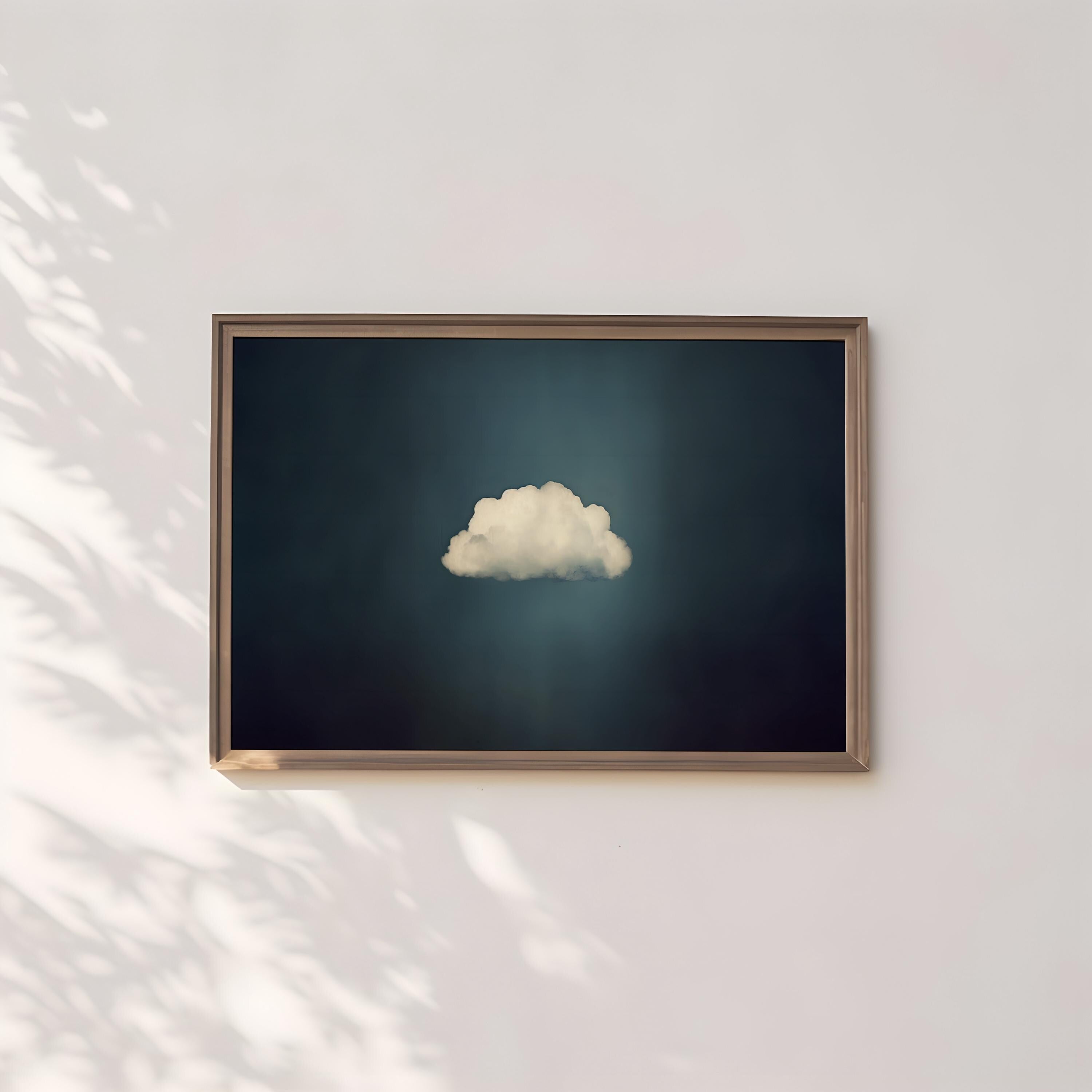 Emerald Serenity: Minimalist Moody Cloud Art Print | Calming Green & Black Wall Decor
