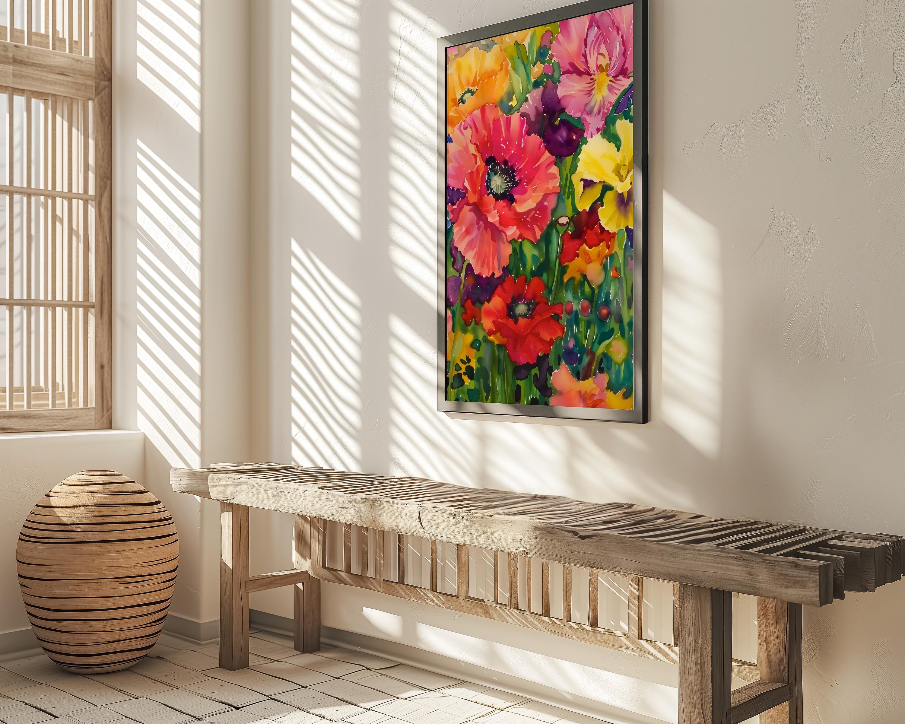 The Joyful Field: Vibrant & Colorful Wildflower Meadow | Impressionist Floral Wall Art