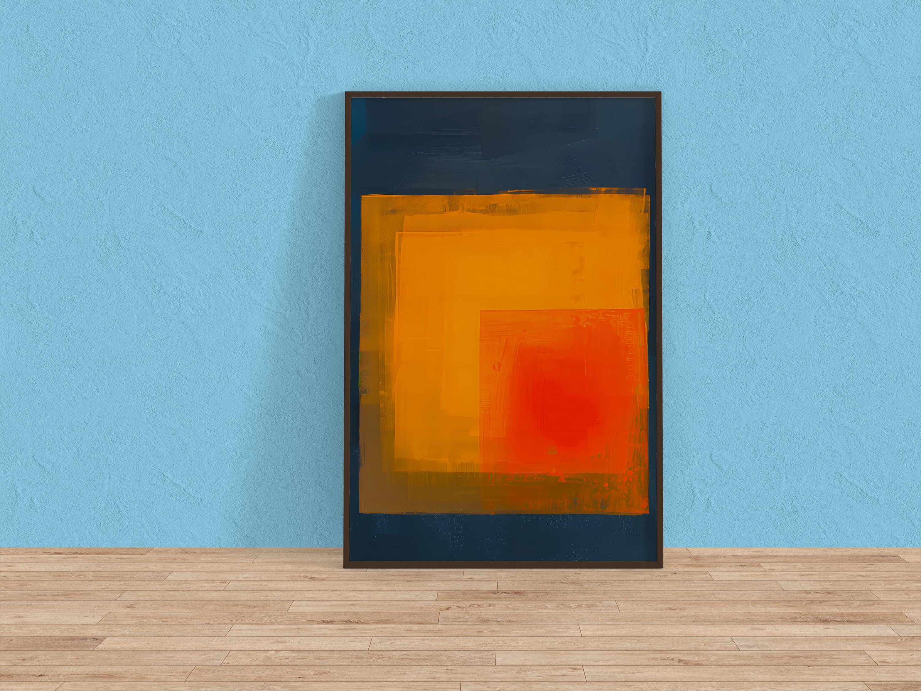 Minimalist Abstract Art Set - Warm Style in Yellow and Indigo