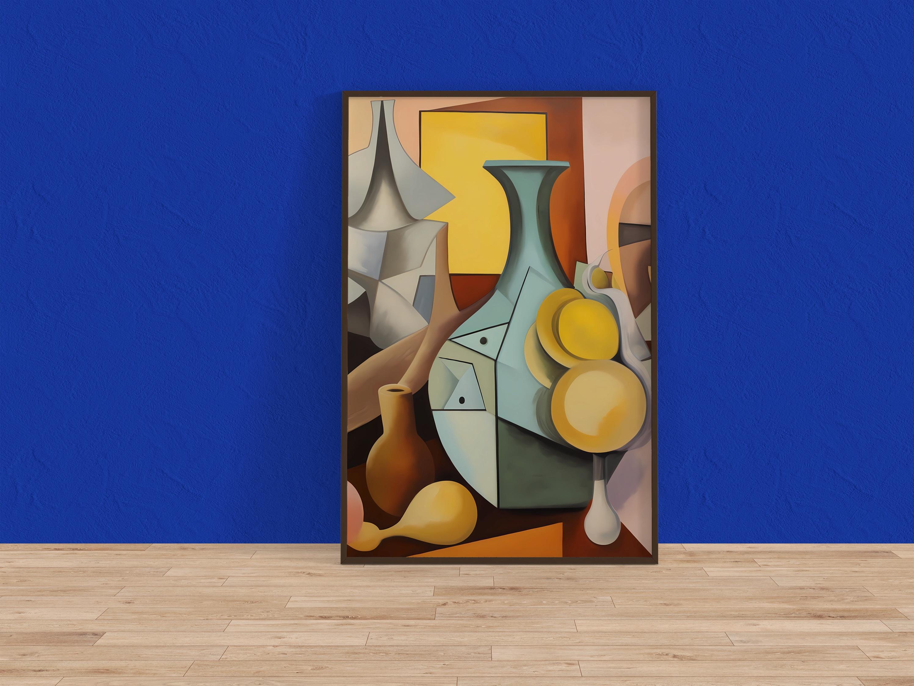 The Cubist Table: Geometric Still Life Art Print | Modern Abstract Framed Wall Decor