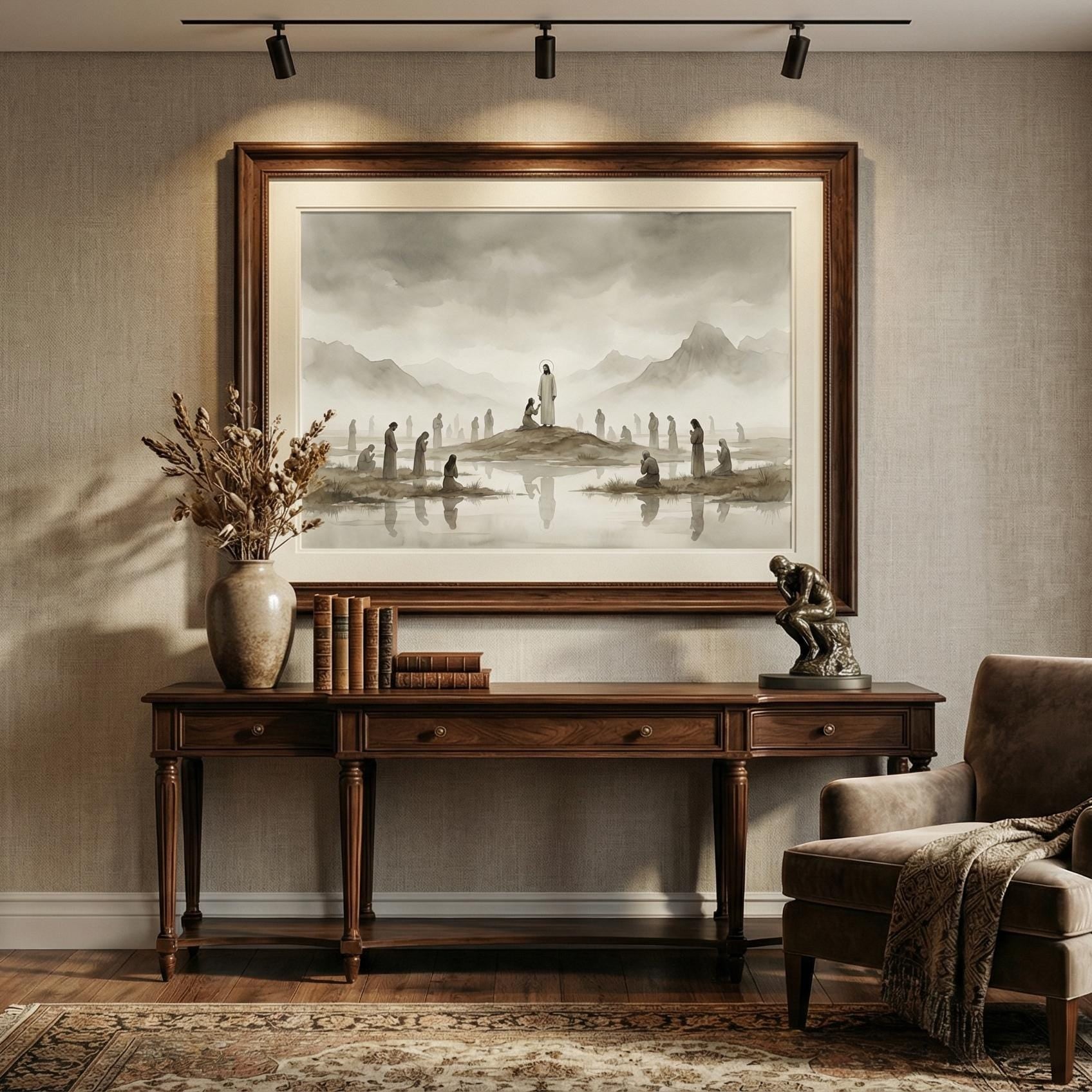 Christian Jesus Wall Art - Floral Design for Living Spaces