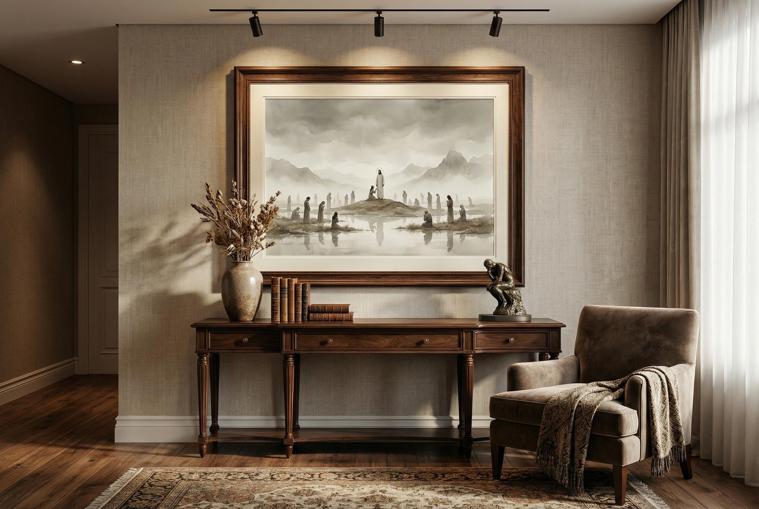 Christian Jesus Wall Art - Floral Design for Living Spaces