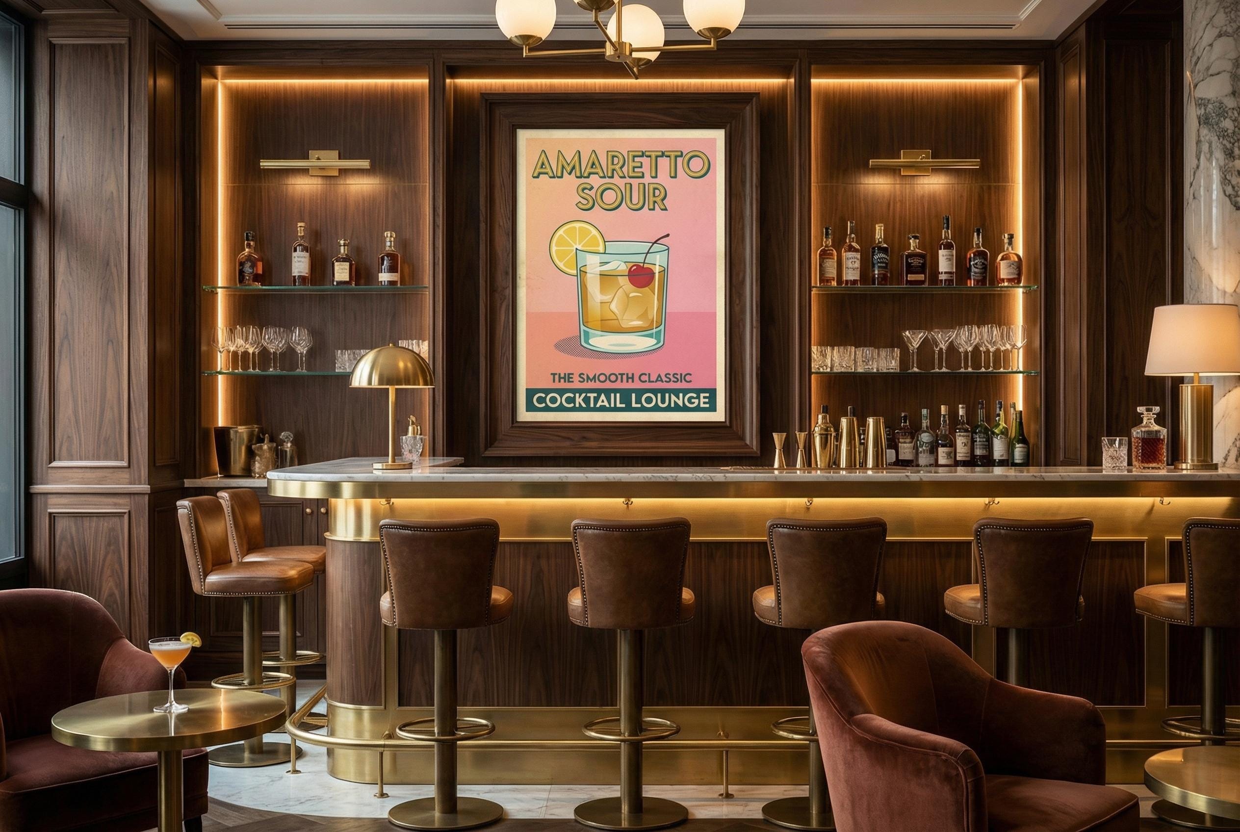 Amaretto Sour Wall Art Print: Modern Cocktail Home Decor