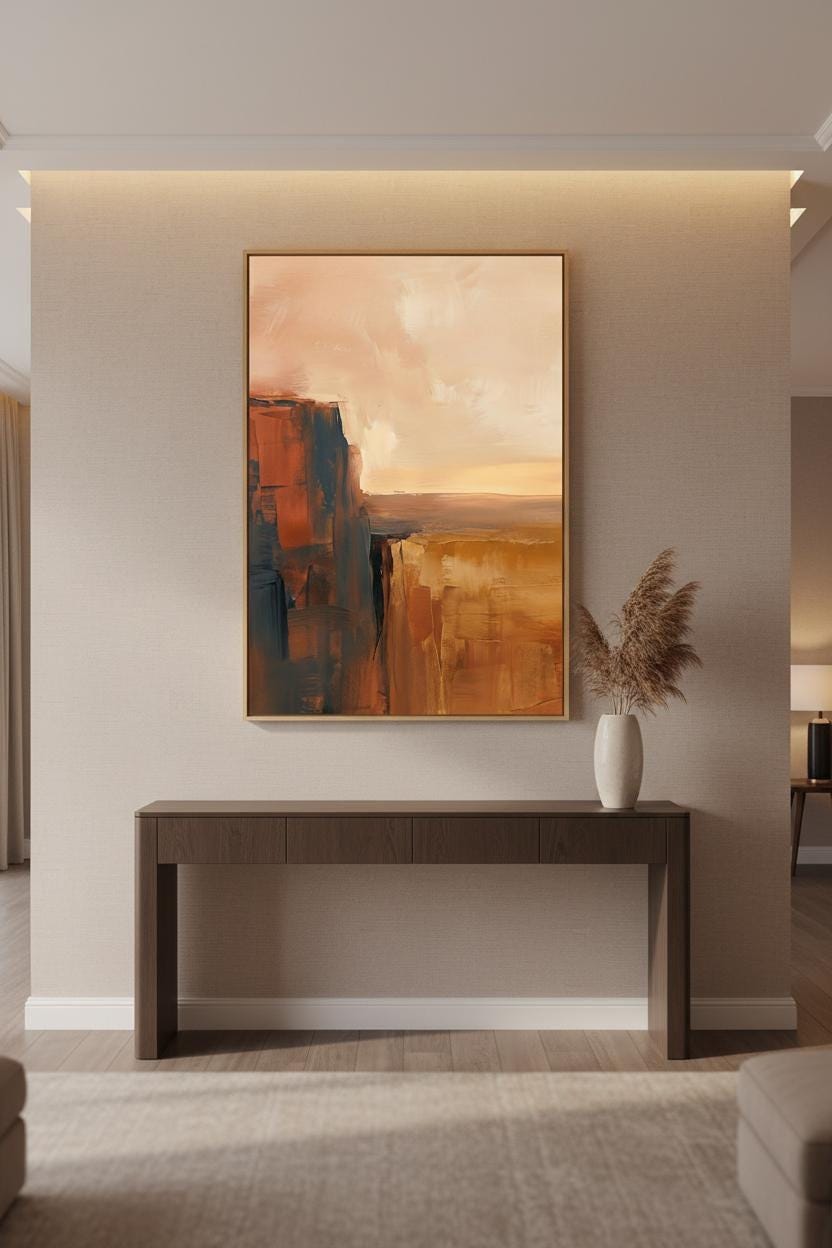 Desert Canyon Art Print - Southwest Wall Decor | Terracotta Cliff Minimalist Landscape