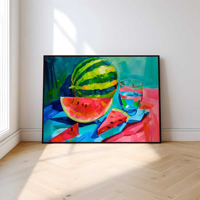 Surreal Watermelon Art - Bold Abstract Still Life Canvas Print | Vibrant Kitchen Decor