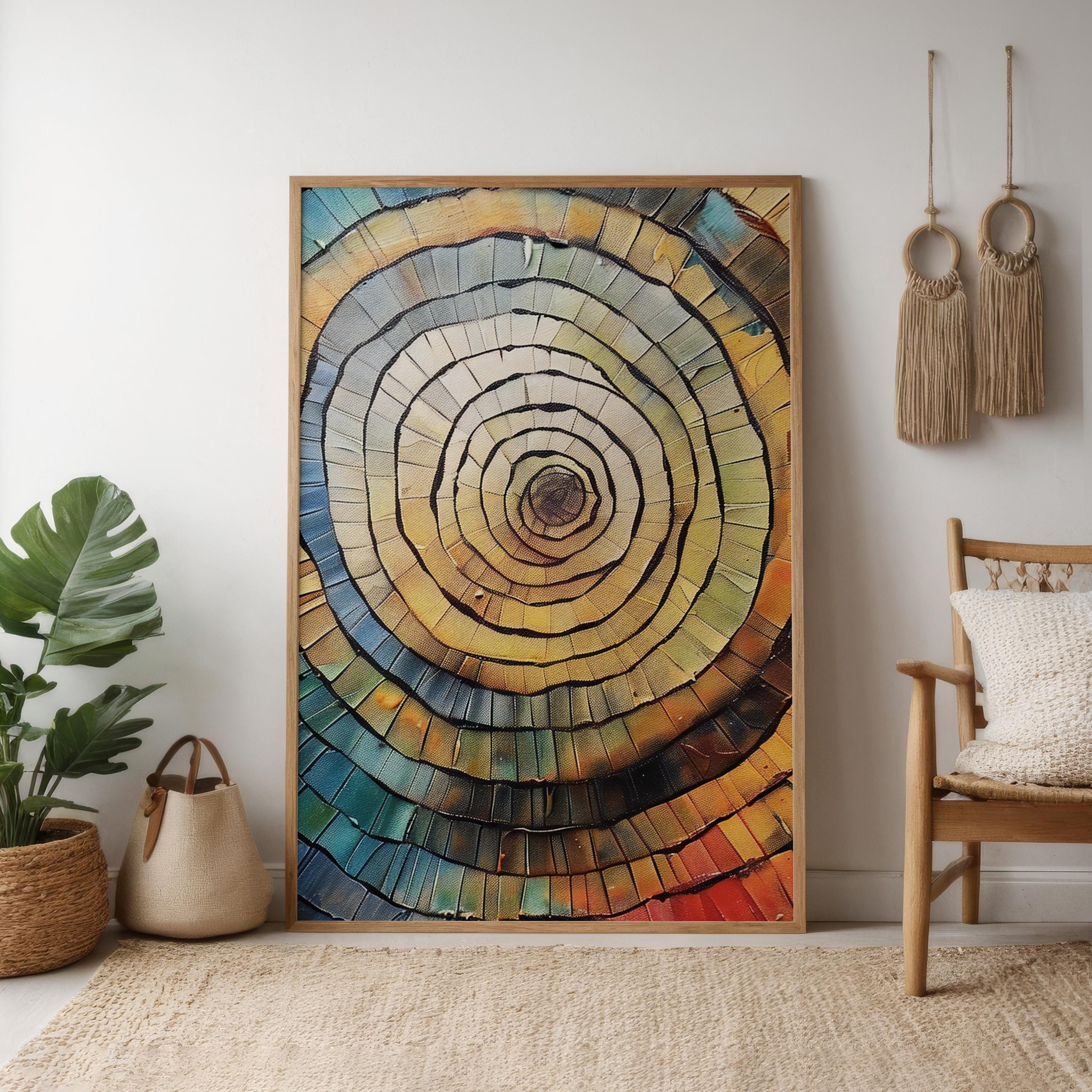 Tree of Life Rings: Vibrant Abstract Mosaic Canvas Art | Colorful & Modern Wall Decor