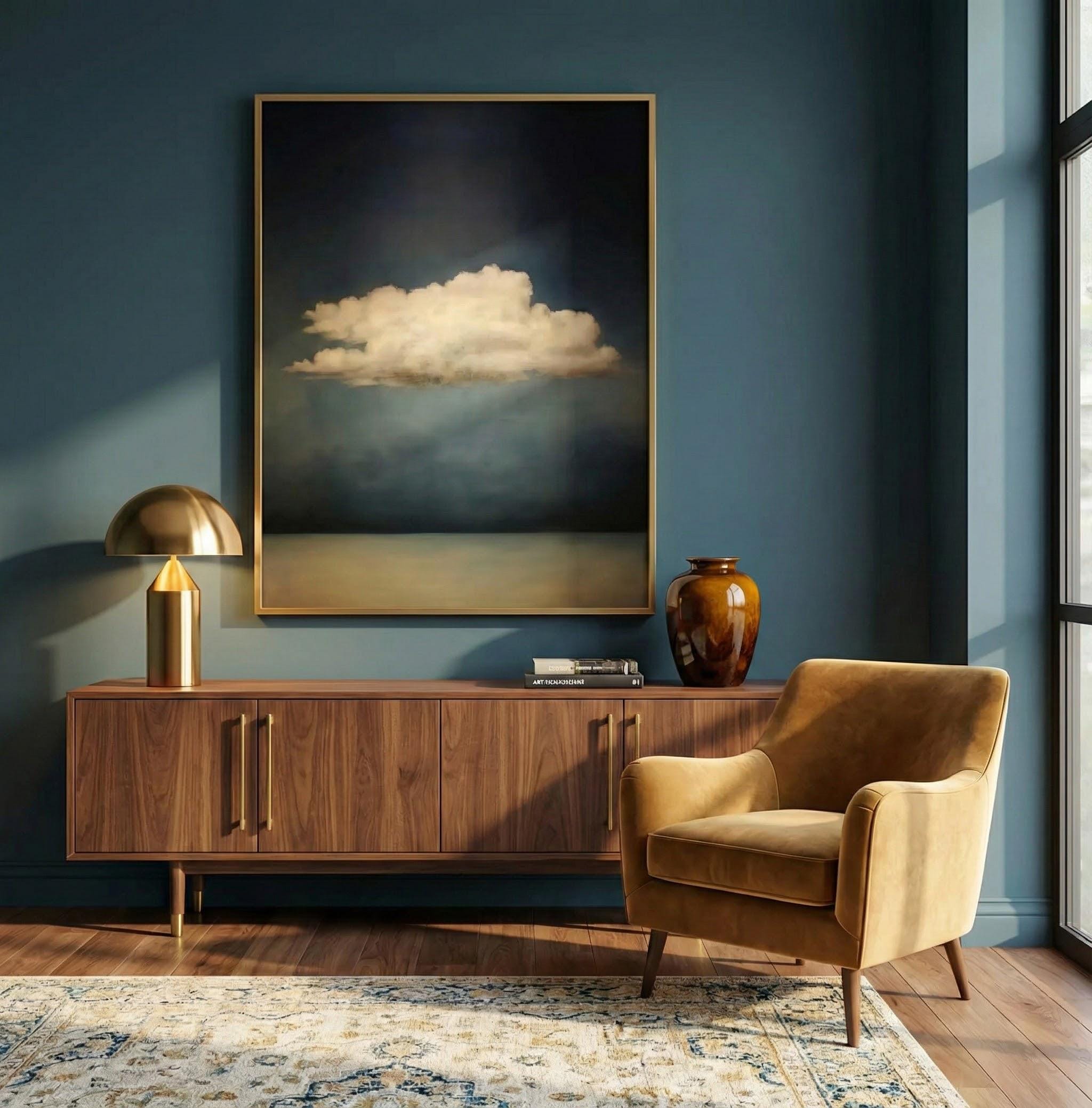 Moody Clouds Wall Art: Vintage Minimalist Print (Muted Palette)