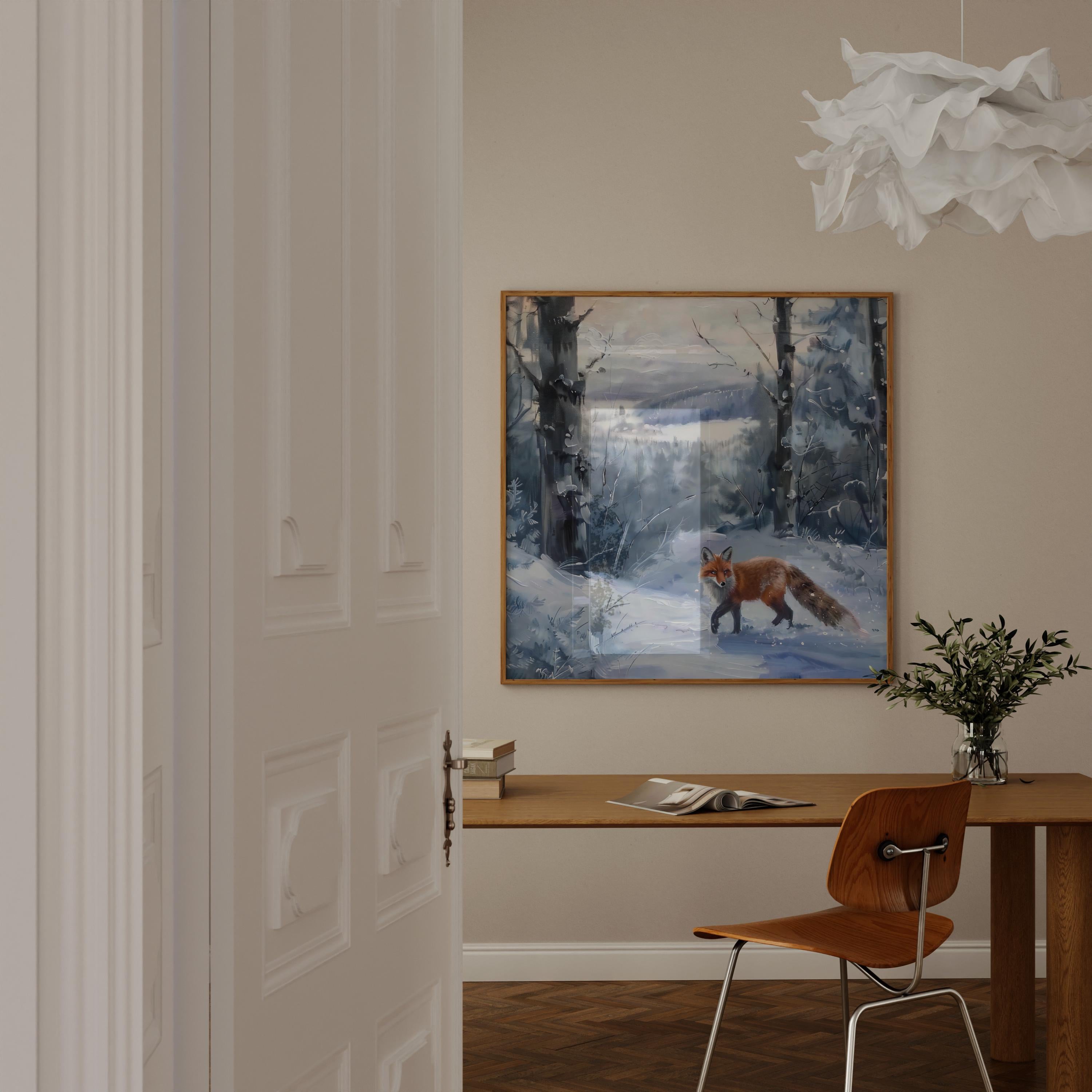 Winter Fox in Snowy Forest: Serene & Enchanting Wildlife Canvas Art | Red Fox Wall Decor