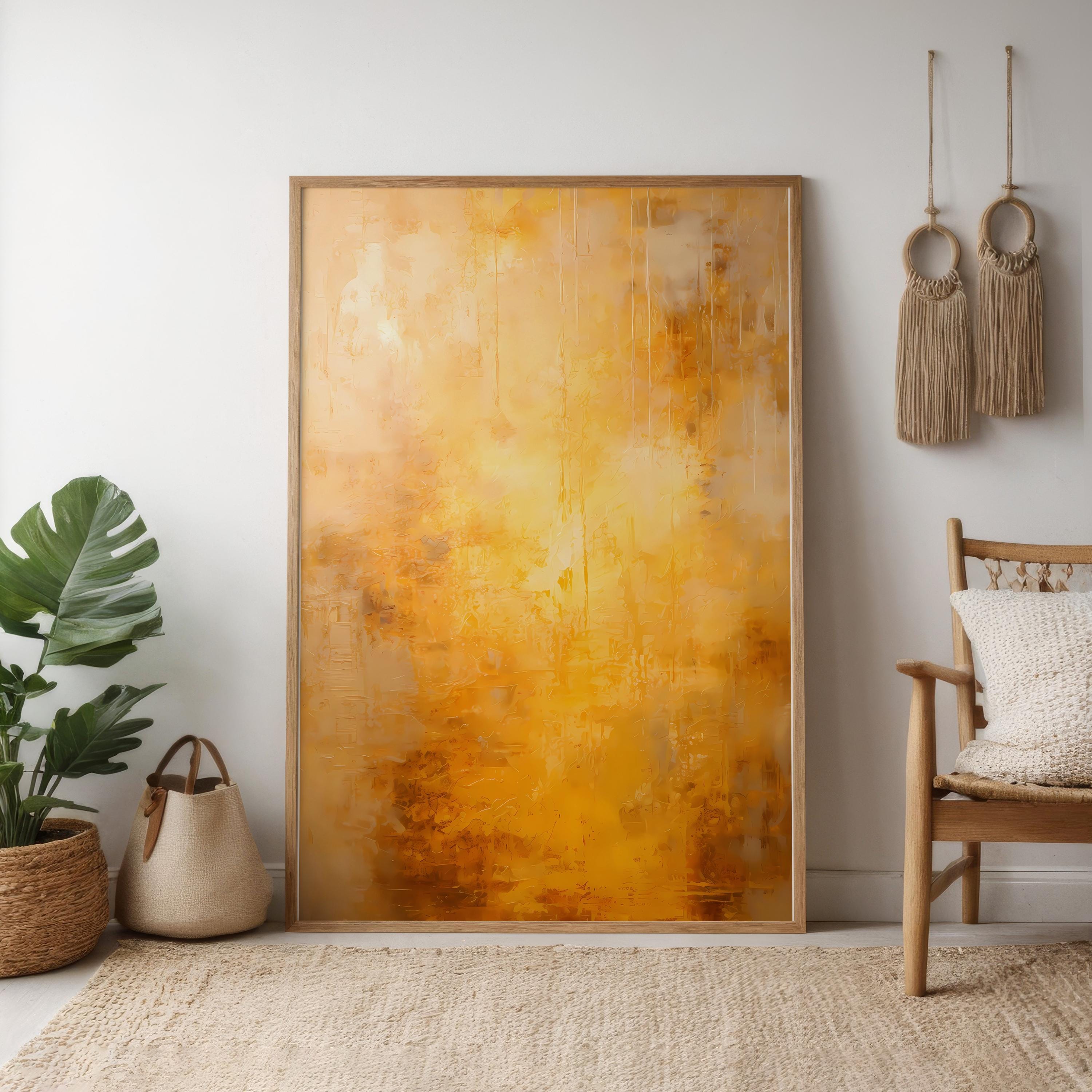 Abstract Wall Art: Gold and Yellow Sunlight - Modern Farmhouse Style