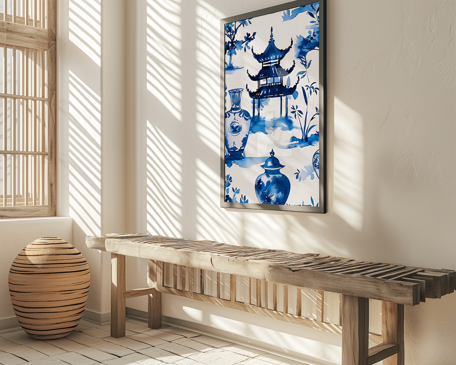 Porcelain World: Blue & White Chinese Landscape Pattern | Traditional Asian Art Decor