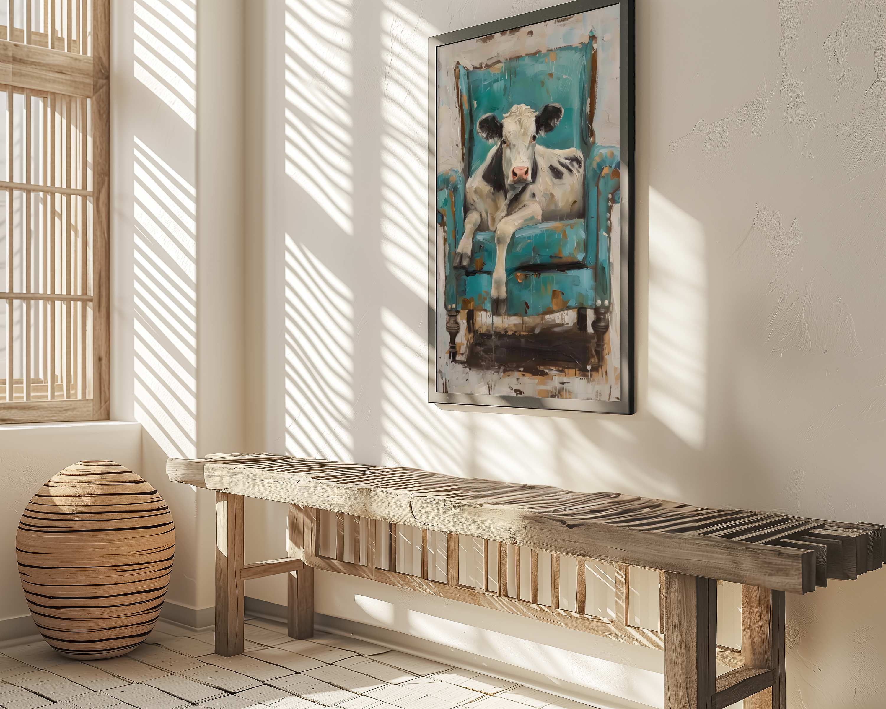 The Tenant: Surreal Cow in Armchair Art | Quirky, Whimsical & Modern Farmhouse Decor