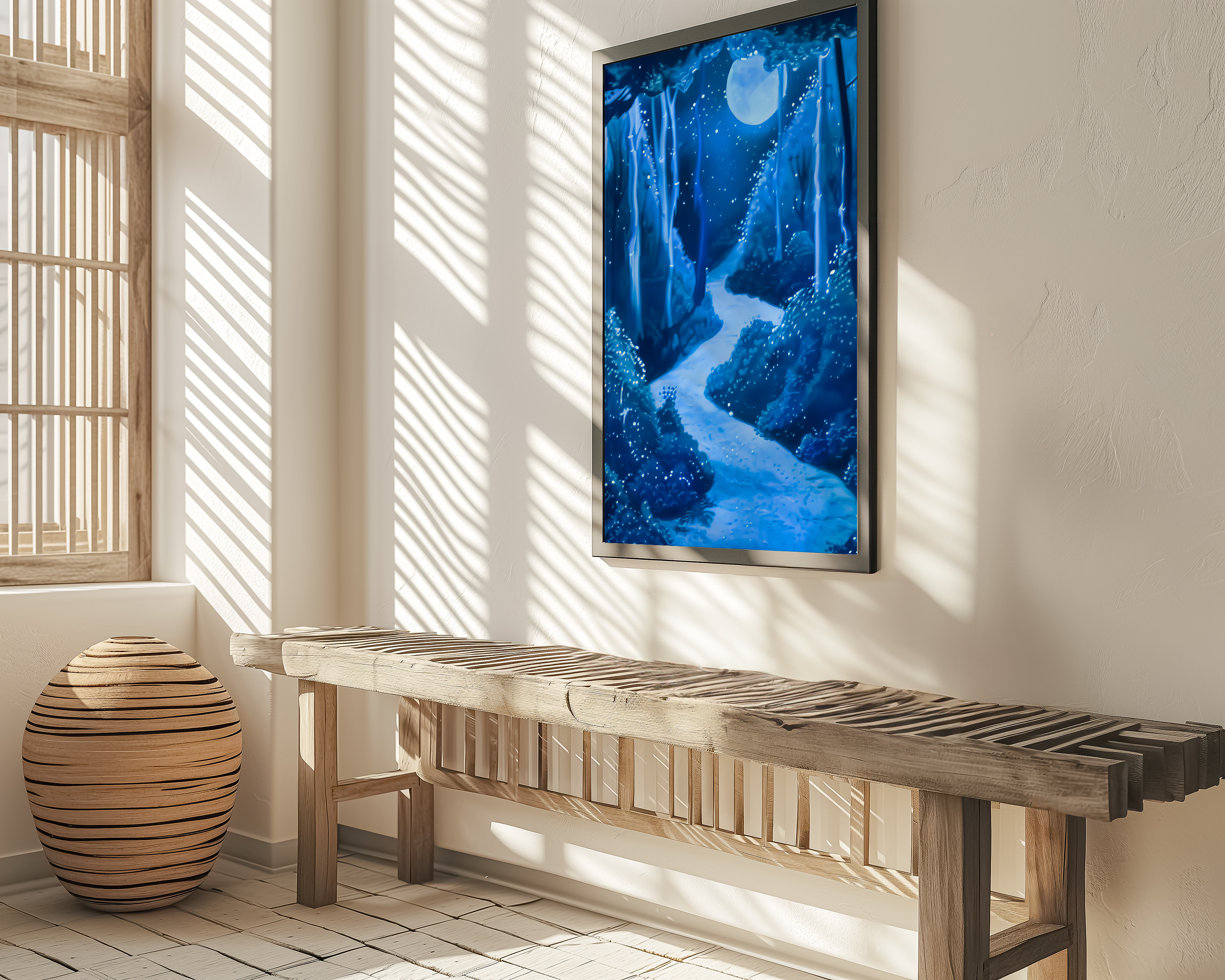 Moonlit Enchantment: Glowing Mushroom Forest Path | Fantasy & Whimsical Wall Art