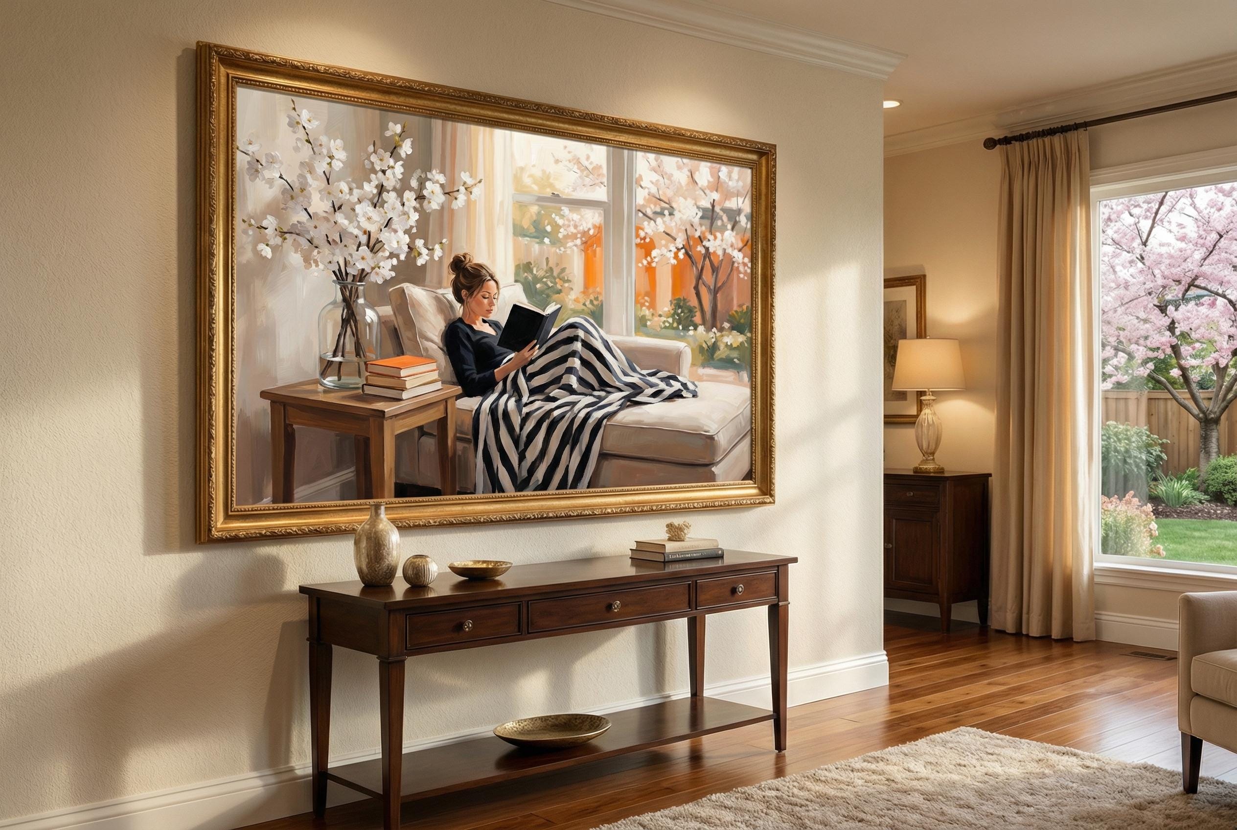 Self Care Wall Art Print - Woman Reading, Cozy Home Decor