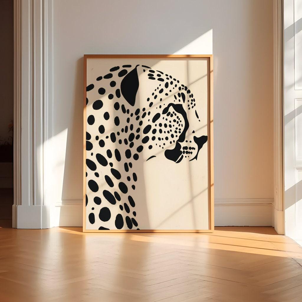 The Patterned Soul: Minimalist Black & White Leopard Art | Modern & Graphic Wildlife Decor