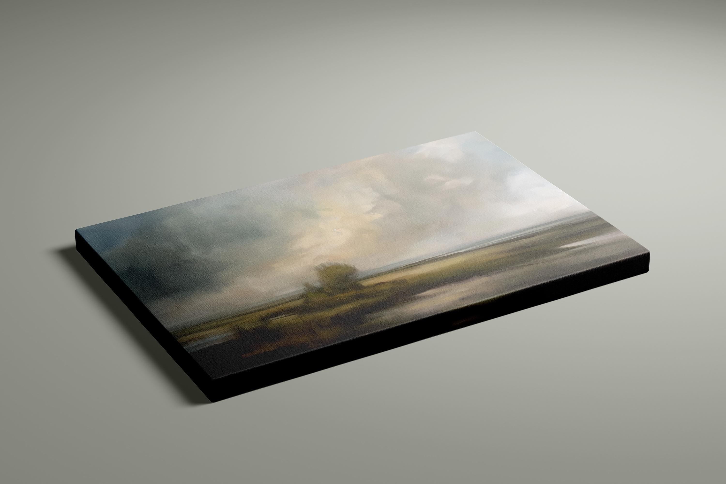 Moody Vintage Landscape Print: Rustic Countryside Art (Canvas or Framed)