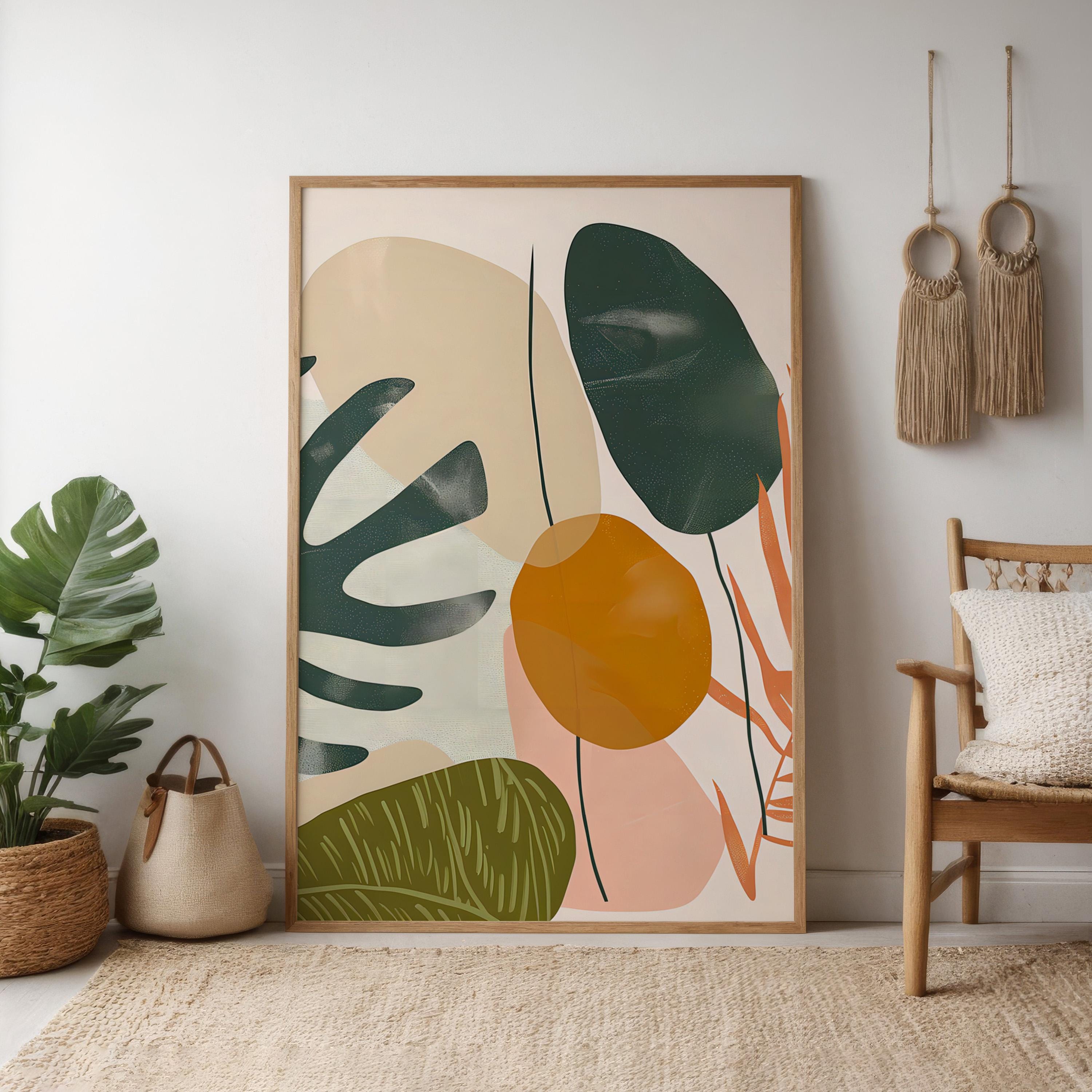 Tropical Rhythms: Mid-Century Modern Abstract Leaf Art | Boho Chic Wall Decor