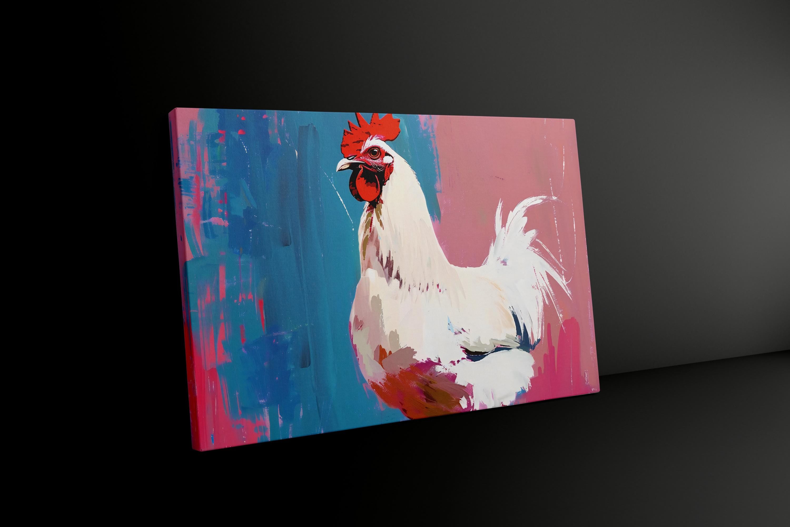 The Herald: Vibrant Abstract Rooster Portrait | Modern & Colorful Farmhouse Art Decor