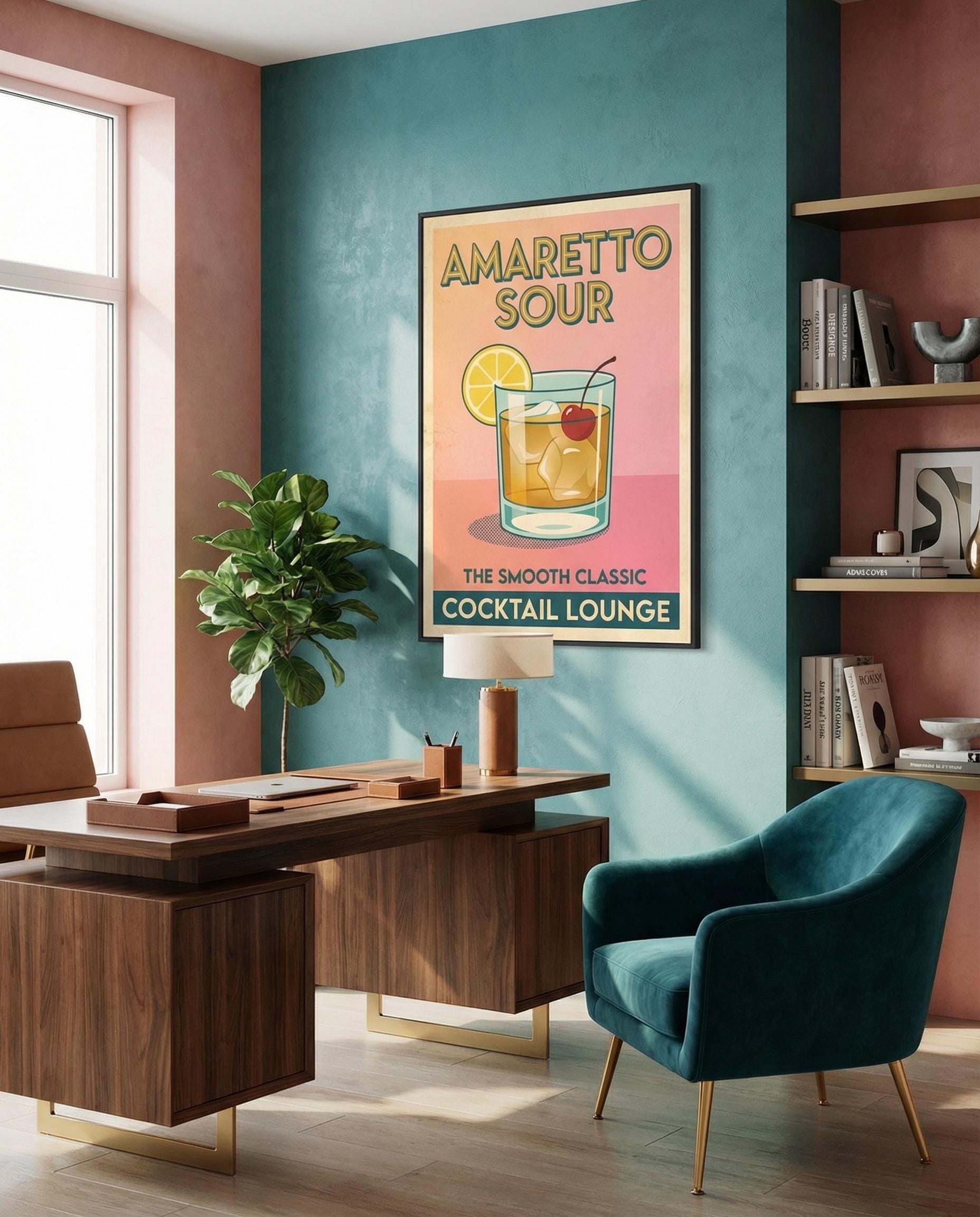 Amaretto Sour Wall Art Print: Modern Cocktail Home Decor