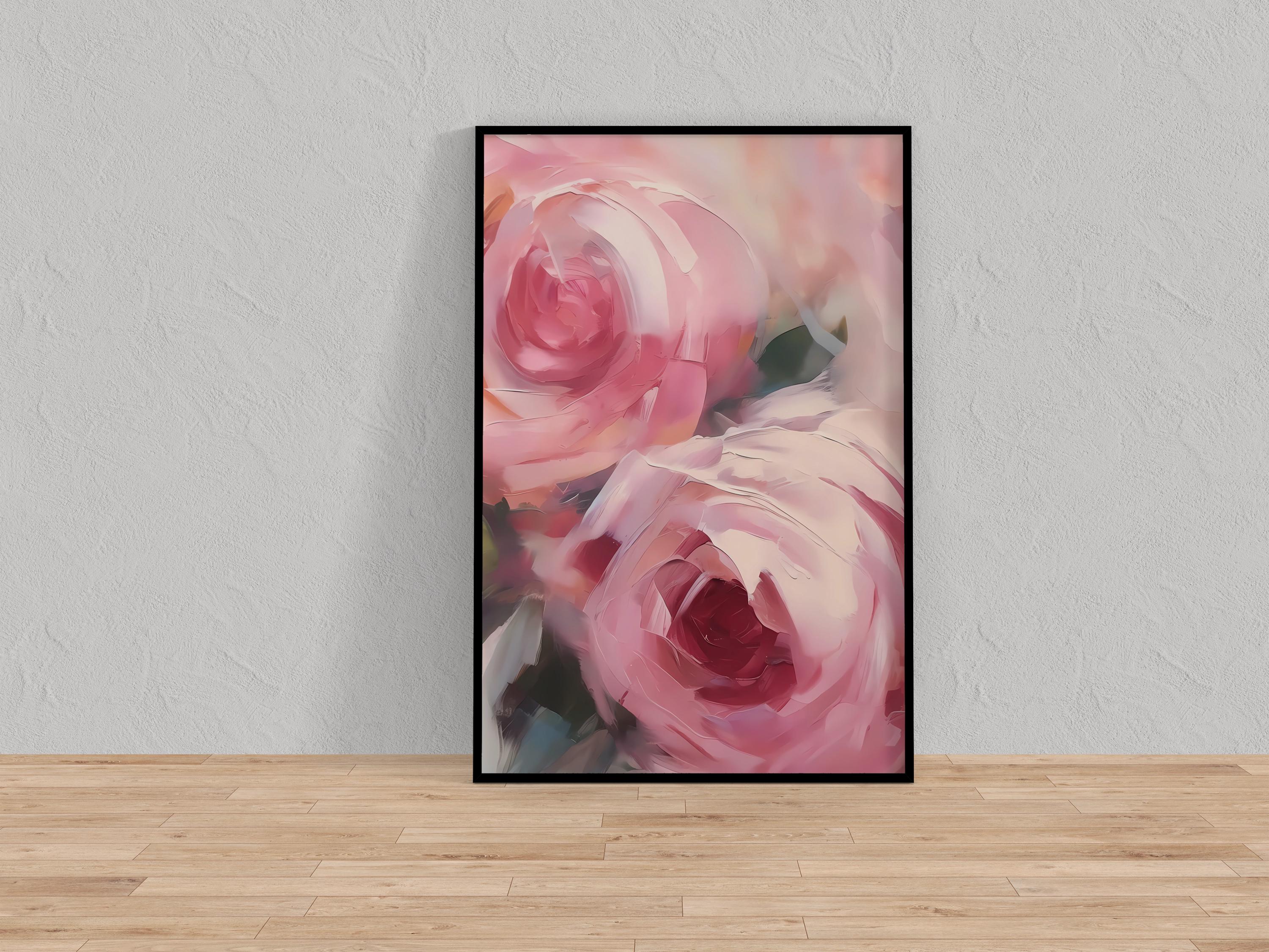Pastel Blush: Abstract Pink Floral Art Print | Soft & Romantic Framed Wall Decor