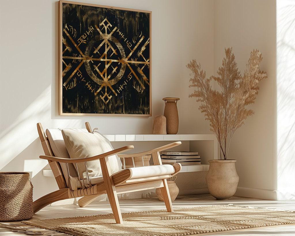The Golden Sigil: Mystical Esoteric Symbol Art | Dark Academia & Occult Wall Decor