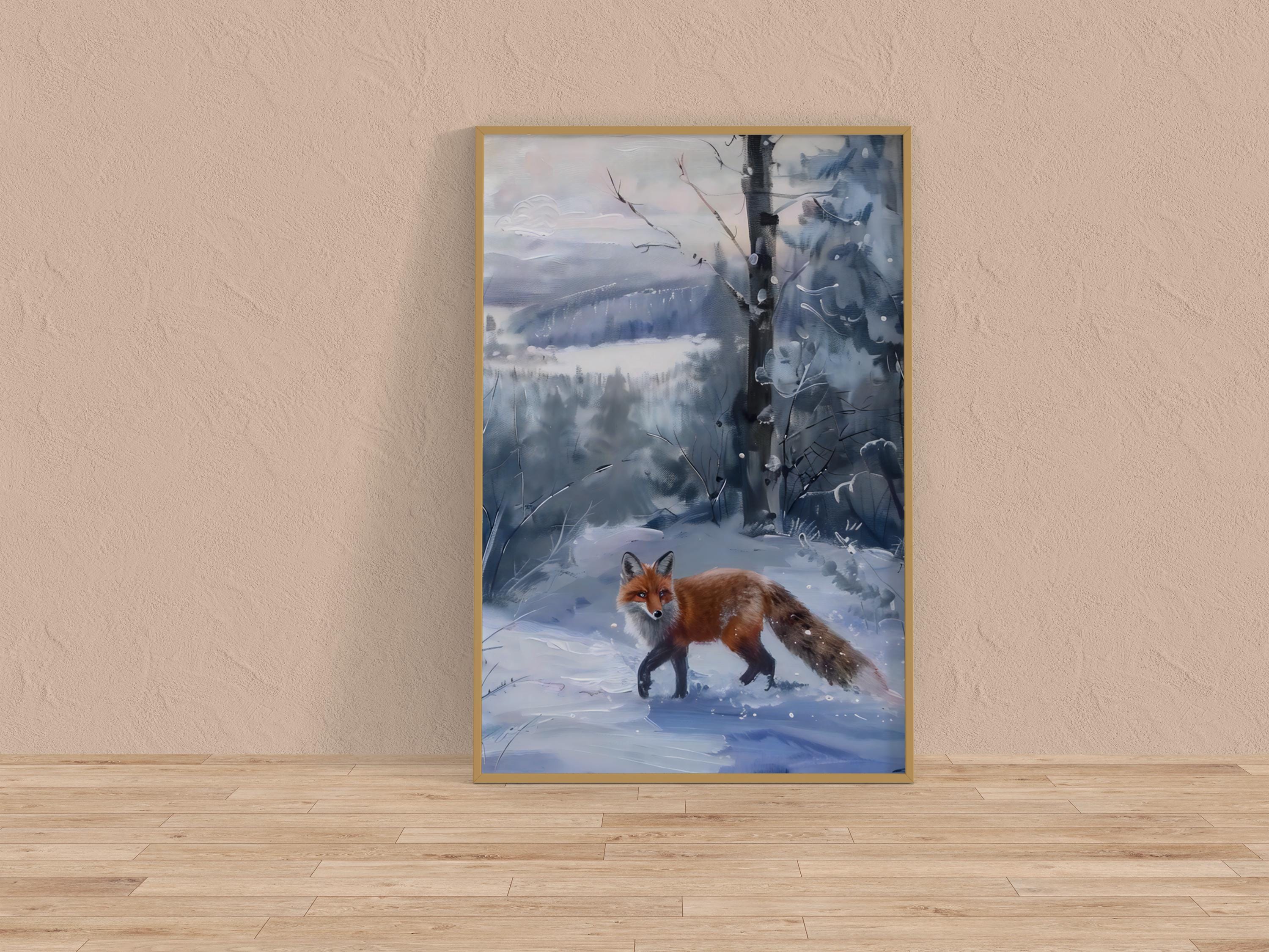 Winter Fox in Snowy Forest: Serene & Enchanting Wildlife Canvas Art | Red Fox Wall Decor