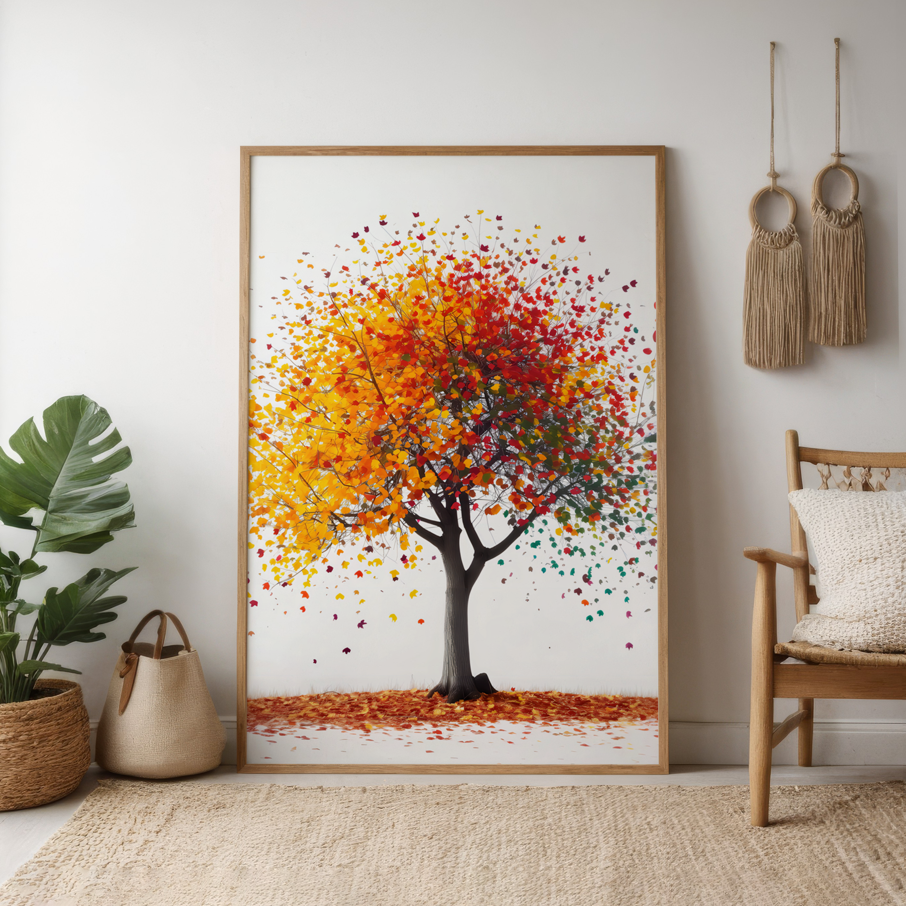 The Tree of Life: Vibrant Canopy of Colorful Leaves | Modern & Joyful Wall Art
