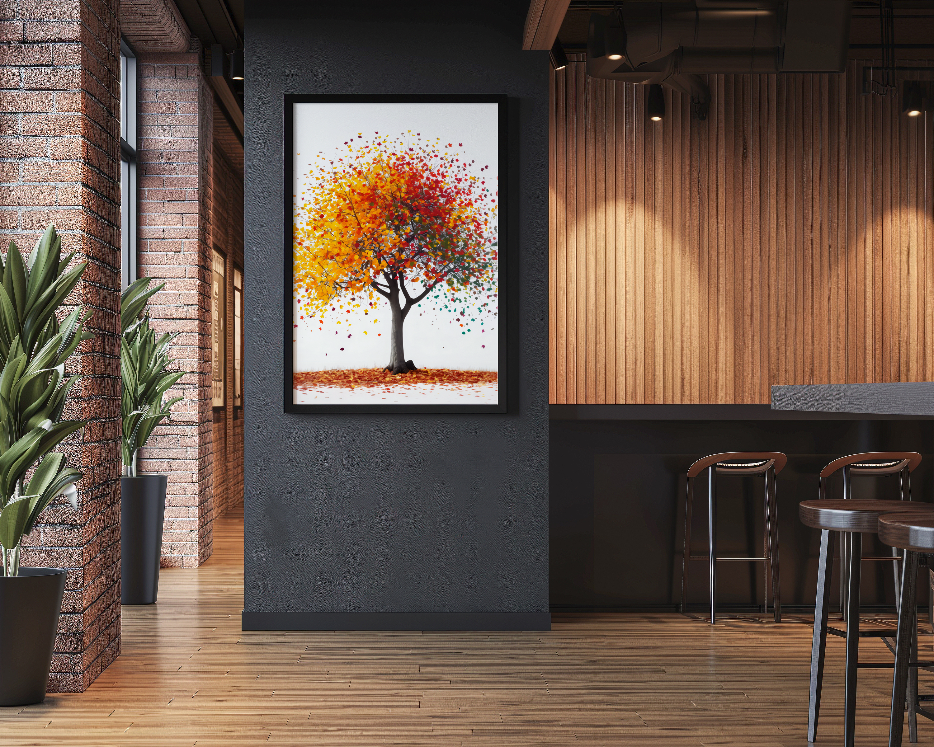 The Tree of Life: Vibrant Canopy of Colorful Leaves | Modern & Joyful Wall Art