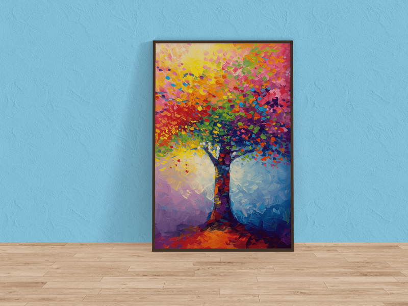 Abstract Tree Canvas Art - Vibrant Tree Painting | Colorful Wall Decor, Gallery Wrap