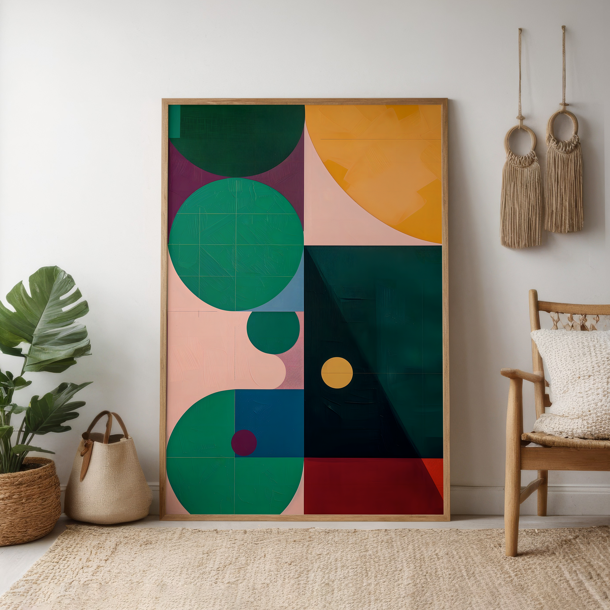 Geometric Harmony: Modern Minimalist Abstract Art | Colorful & Balanced Wall Decor