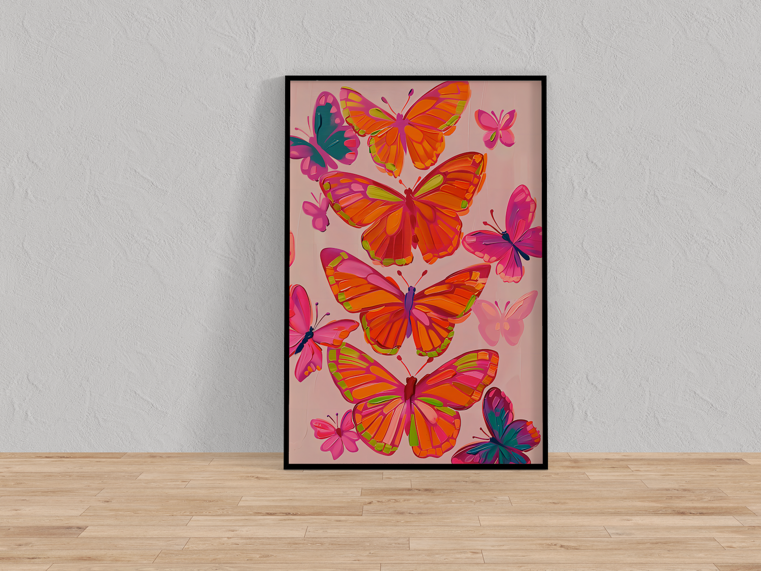 The Social Butterfly: Pink & Orange Maximalist Art | Preppy, Funky & Vibrant Wall Decor