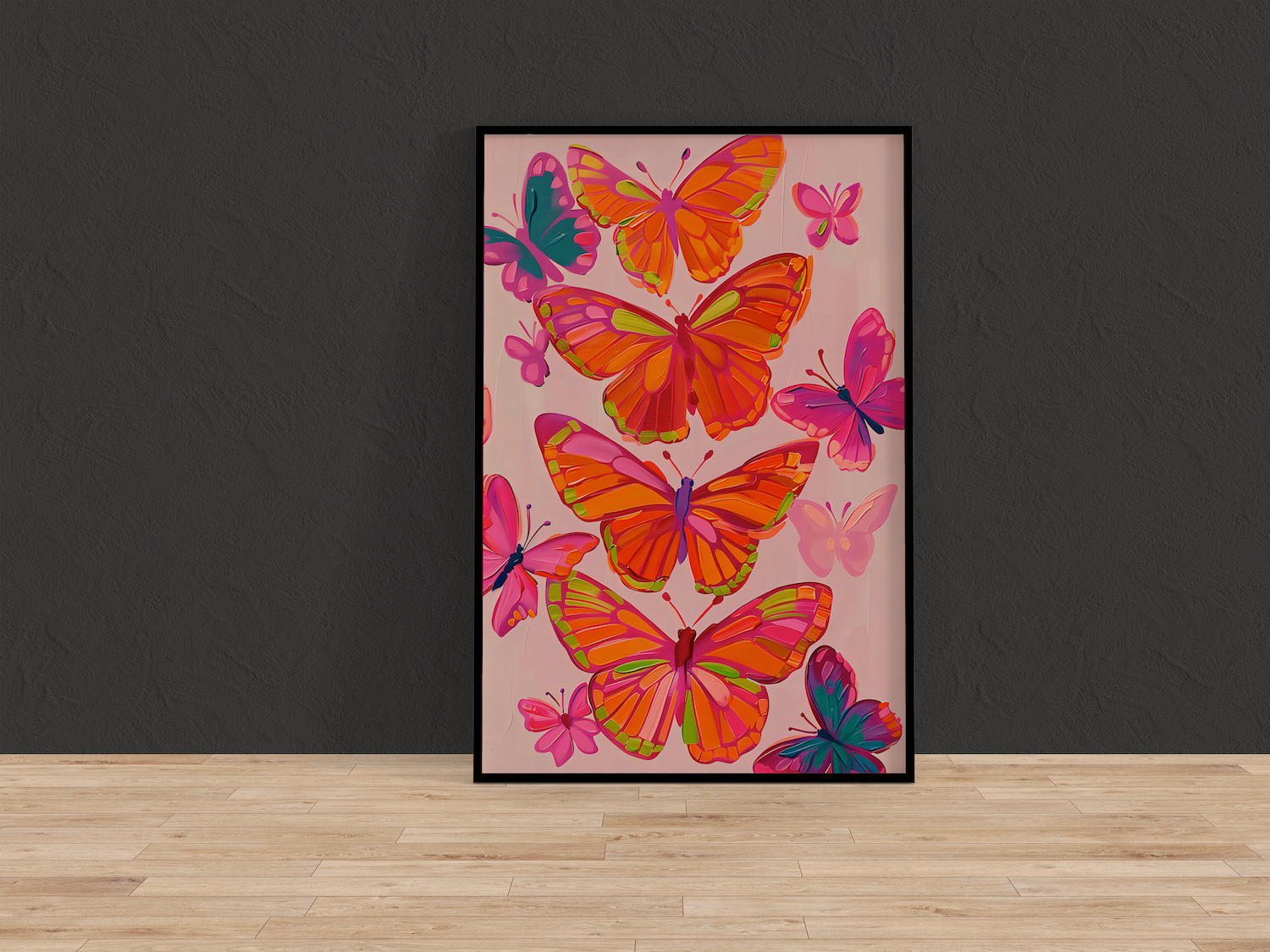 The Social Butterfly: Pink & Orange Maximalist Art | Preppy, Funky & Vibrant Wall Decor
