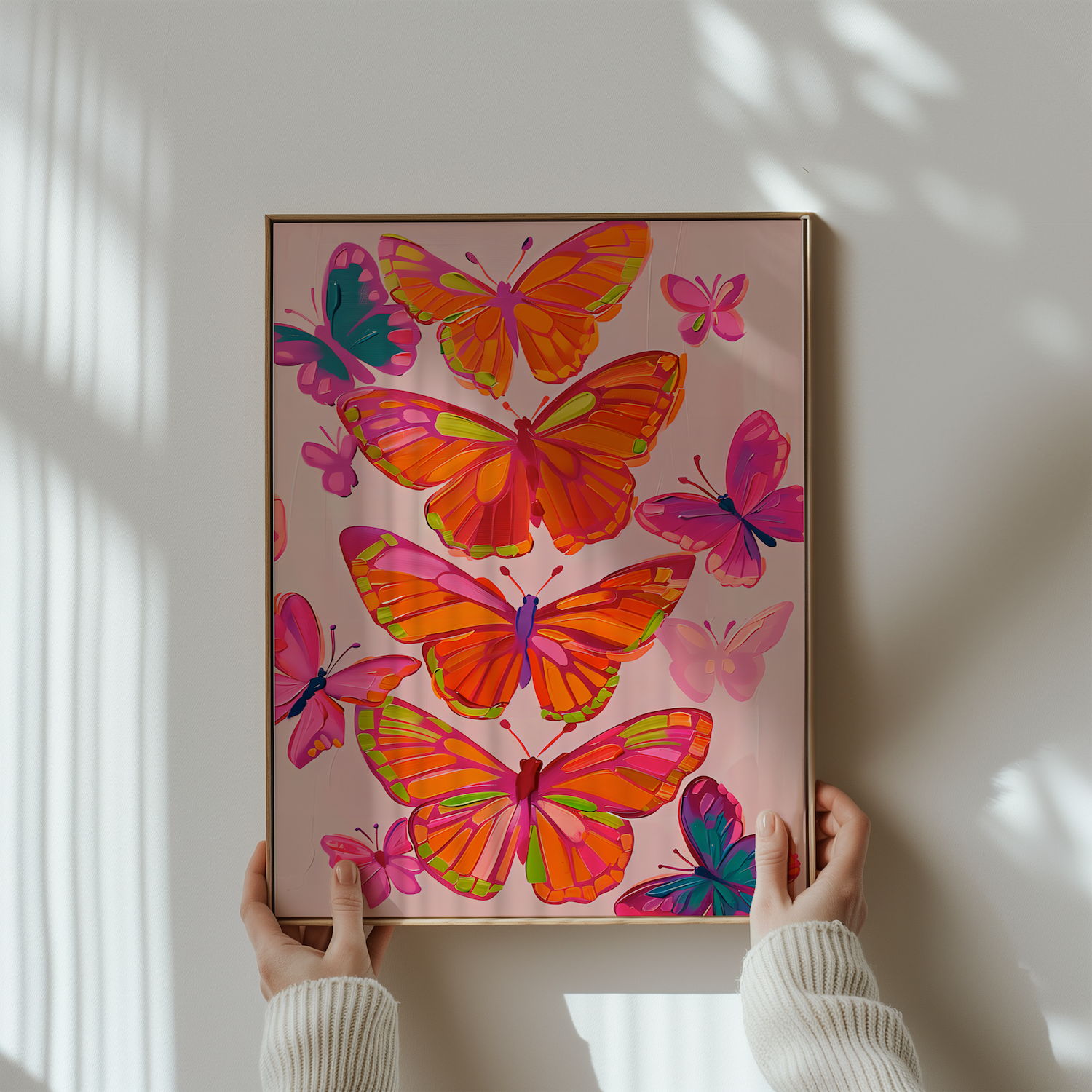 The Social Butterfly: Pink & Orange Maximalist Art | Preppy, Funky & Vibrant Wall Decor