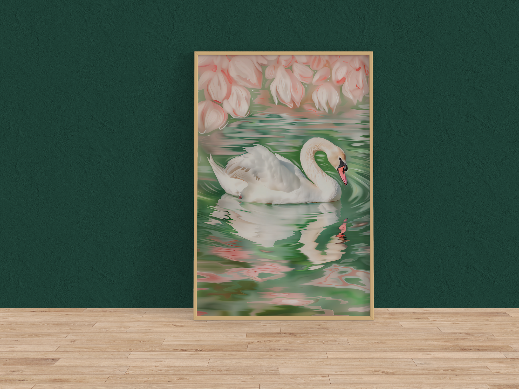 The Unfolding: Raw & Serene Swan Art in Pink & Green | Modern, Unrefined Wall Decor